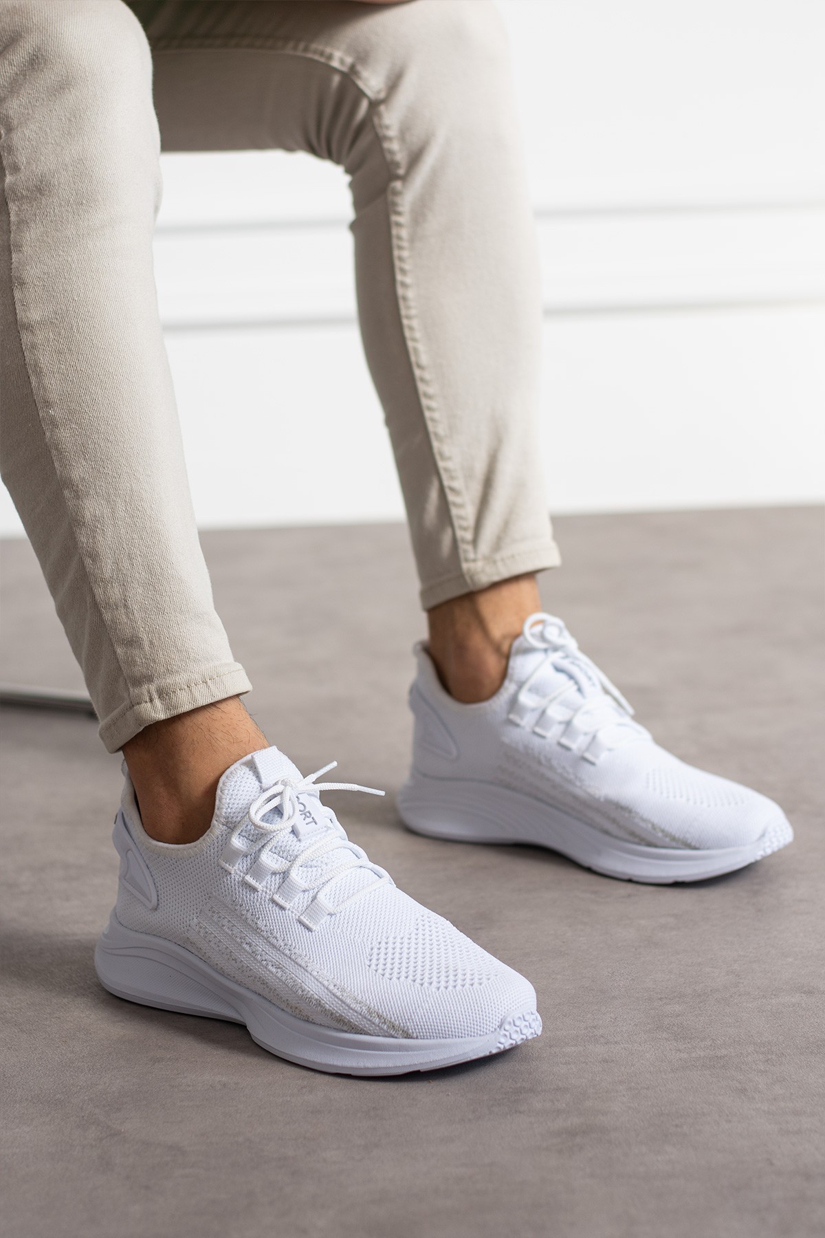 Unisex Yıkanabilir Rahat Hava Alabilen Kokusuz Triko Spor Ayakkabı Sneaker 015 - beyaz buz