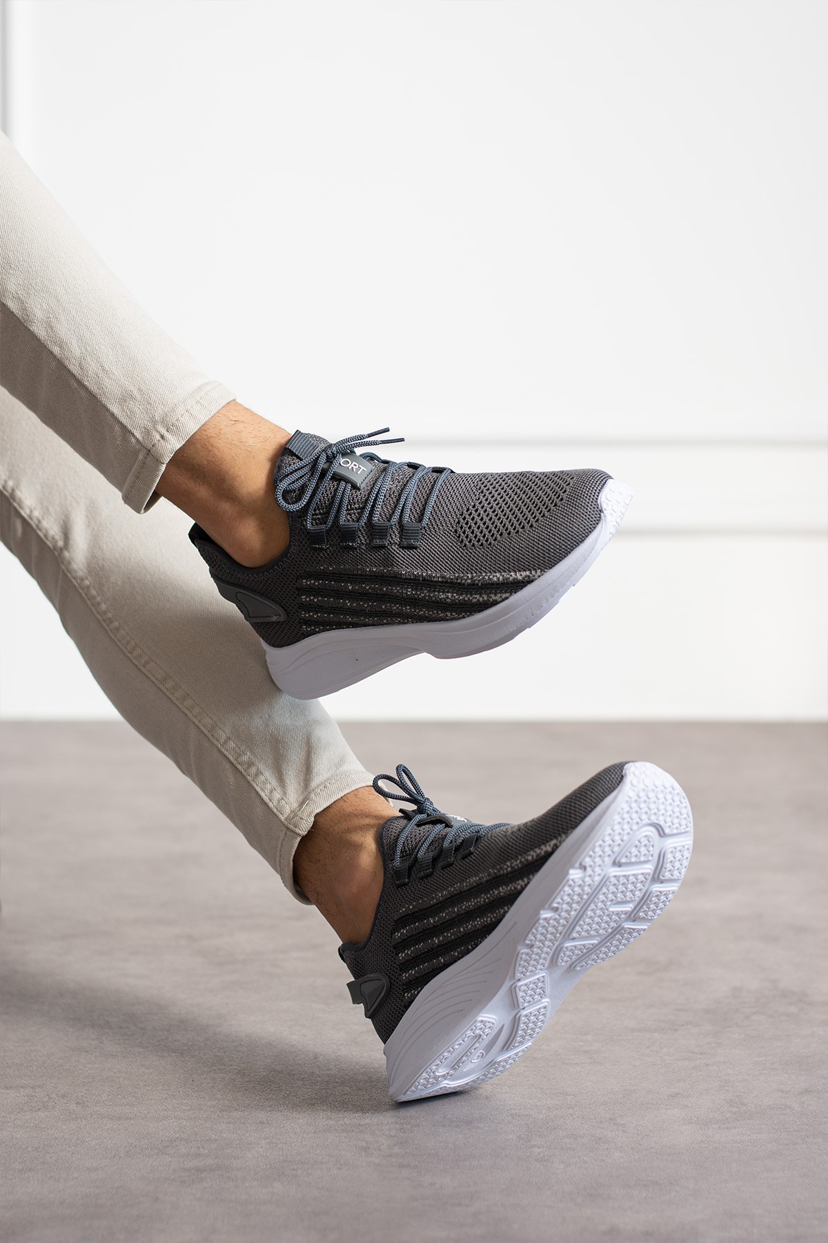 Unisex Yıkanabilir Rahat Hava Alabilen Kokusuz Triko Spor Ayakkabı Sneaker 015 - Füme Buz