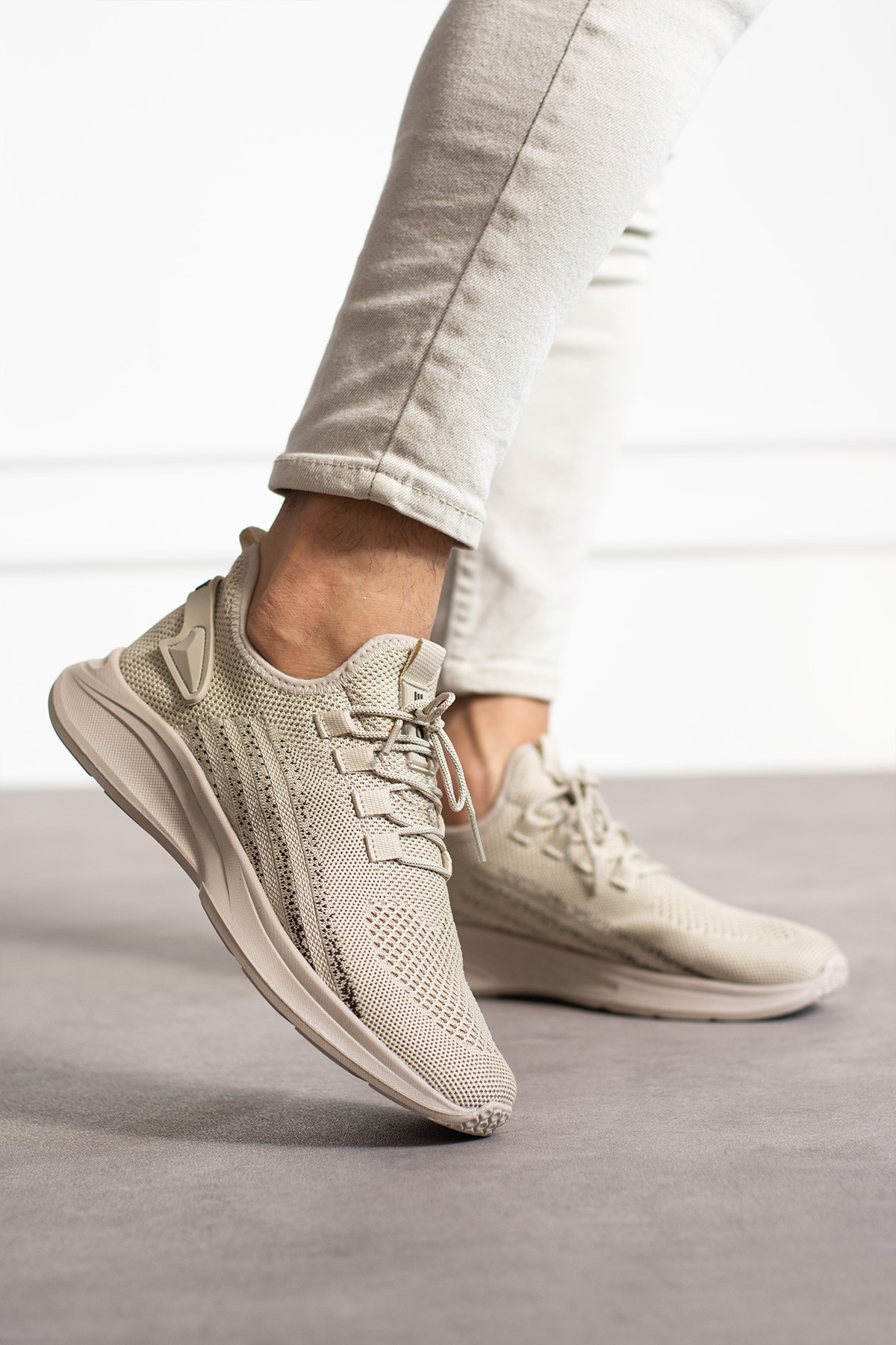 Unisex Yıkanabilir Rahat Hava Alabilen Kokusuz Triko Spor Ayakkabı Sneaker 015 - Bej