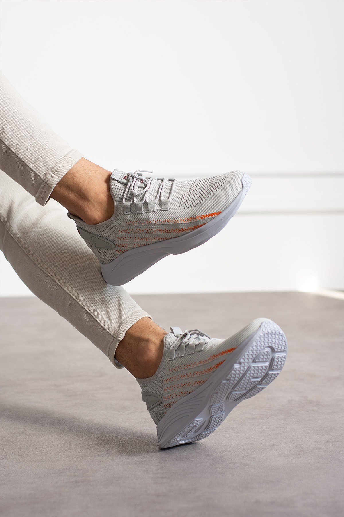 Unisex Yıkanabilir Rahat Hava Alabilen Kokusuz Triko Spor Ayakkabı Sneaker 015 - Buz Turuncu