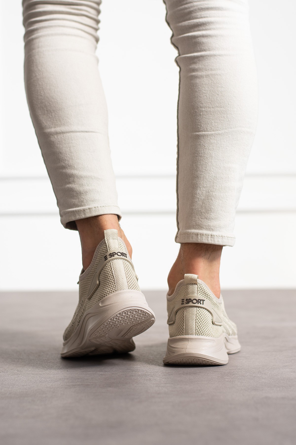 Unisex Yıkanabilir Rahat Hava Alabilen Kokusuz Triko Spor Ayakkabı Sneaker 015 - Bej