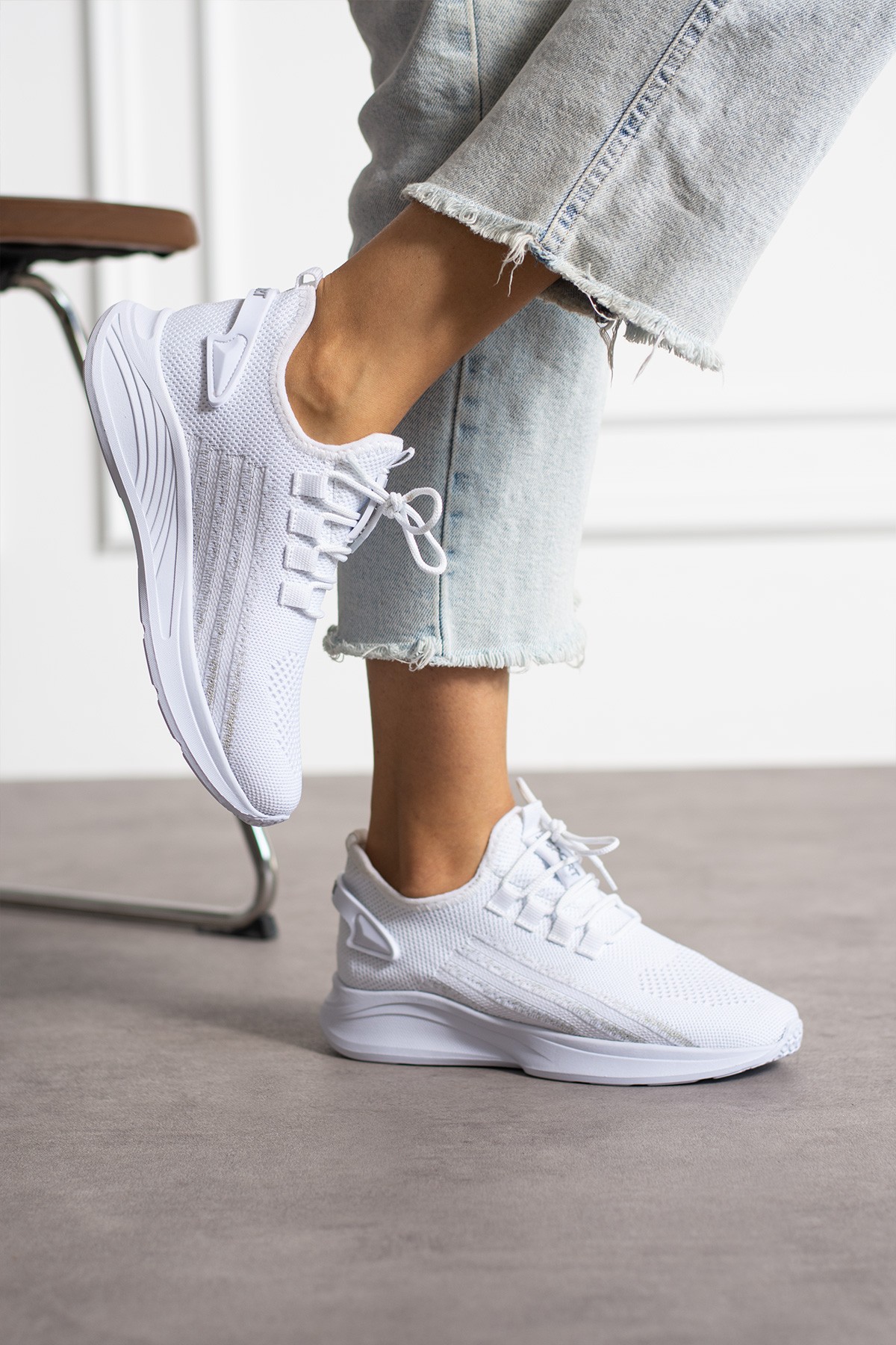 Unisex Yıkanabilir Rahat Hava Alabilen Kokusuz Triko Spor Ayakkabı Sneaker 015 - beyaz buz