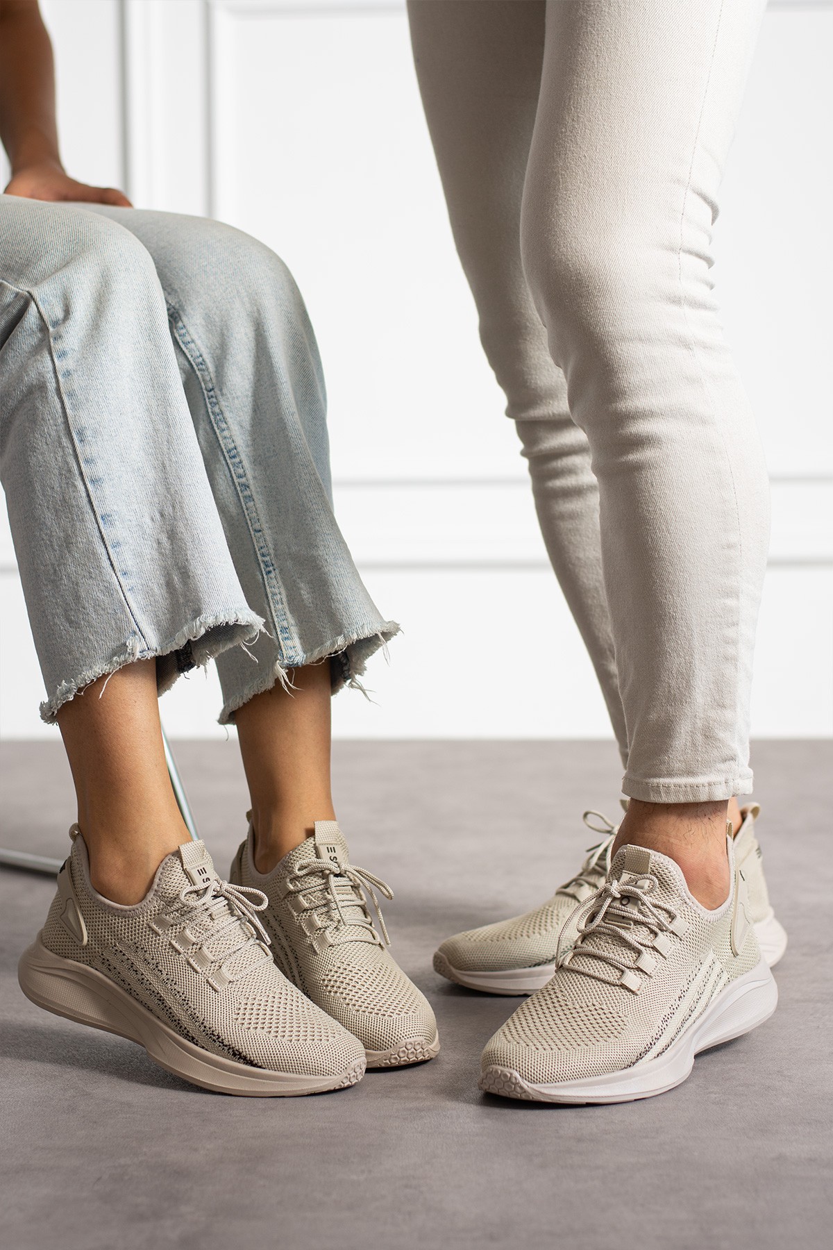 Unisex Yıkanabilir Rahat Hava Alabilen Kokusuz Triko Spor Ayakkabı Sneaker 015 - Bej