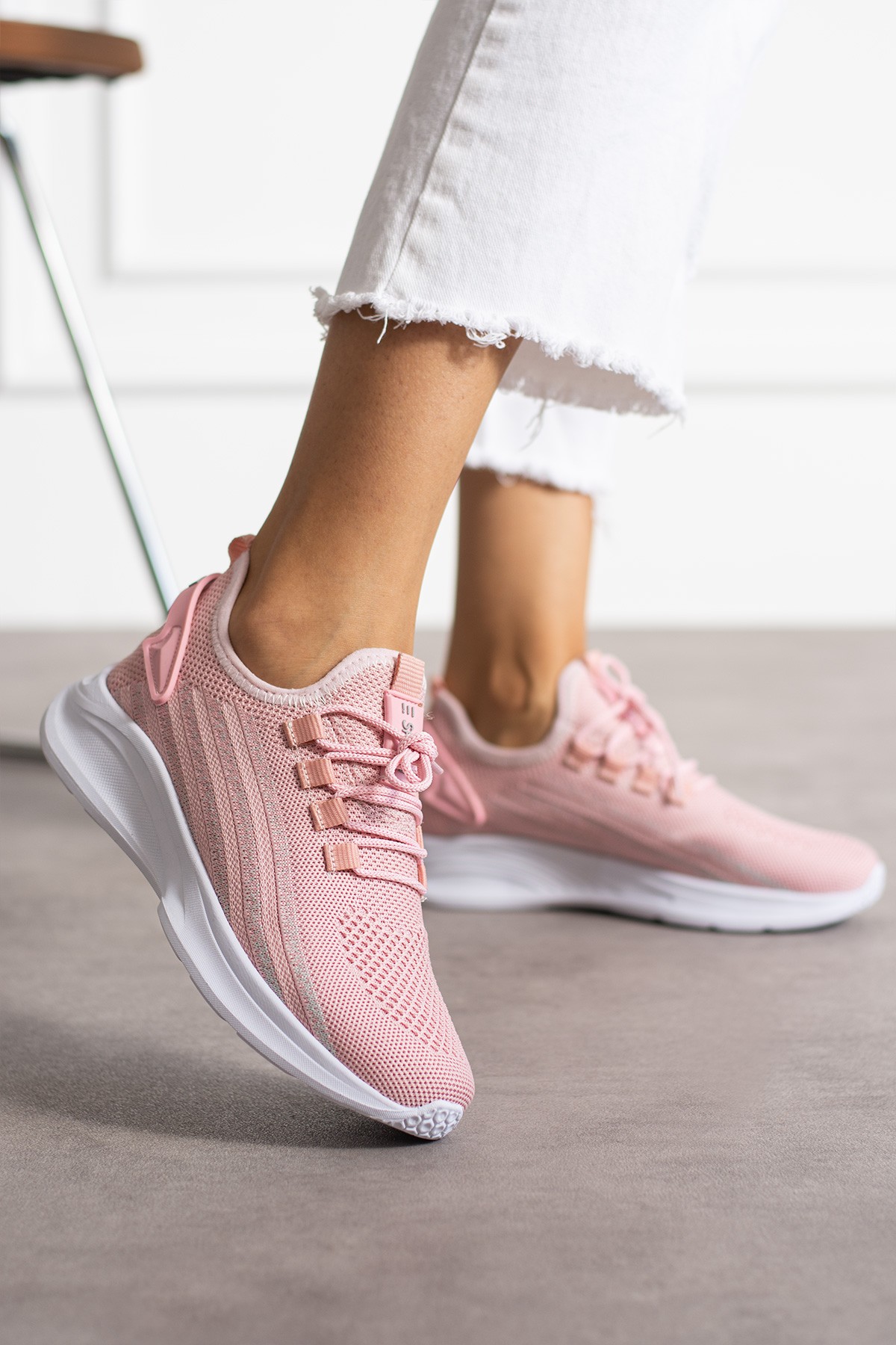 Unisex Yıkanabilir Rahat Hava Alabilen Kokusuz Triko Spor Ayakkabı Sneaker 015 - Pembe  Buz