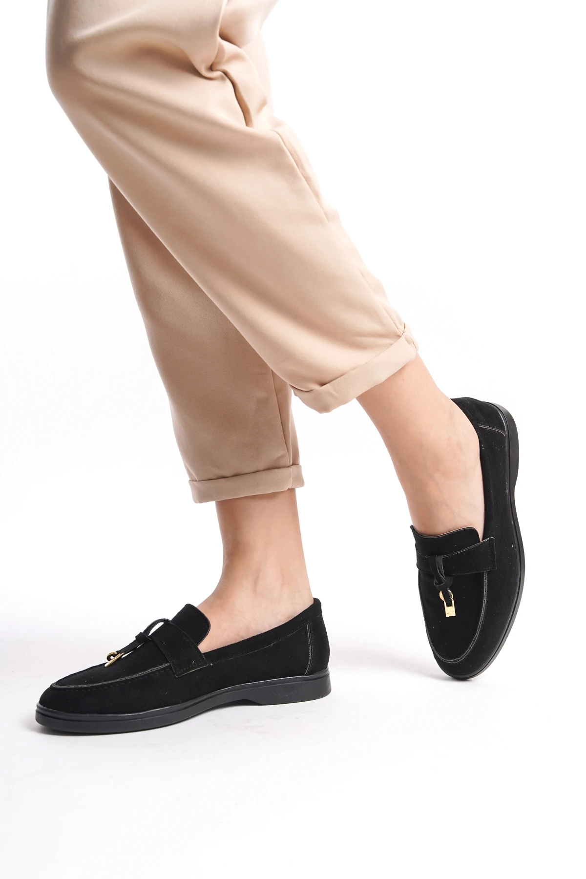 Kadın Loafer Ayakkabı 218 - Siyah Süet