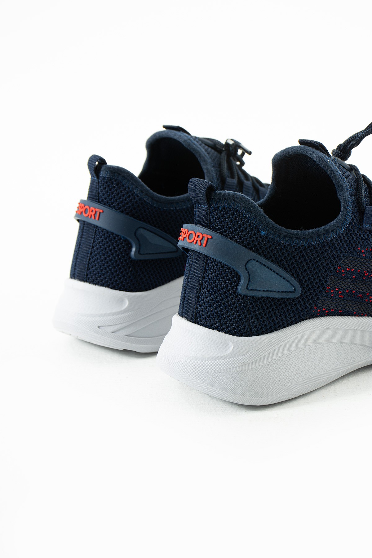 Unisex Yıkanabilir Rahat Hava Alabilen Kokusuz Triko Spor Ayakkabı Sneaker 015 - Lacivert Kırmızı
