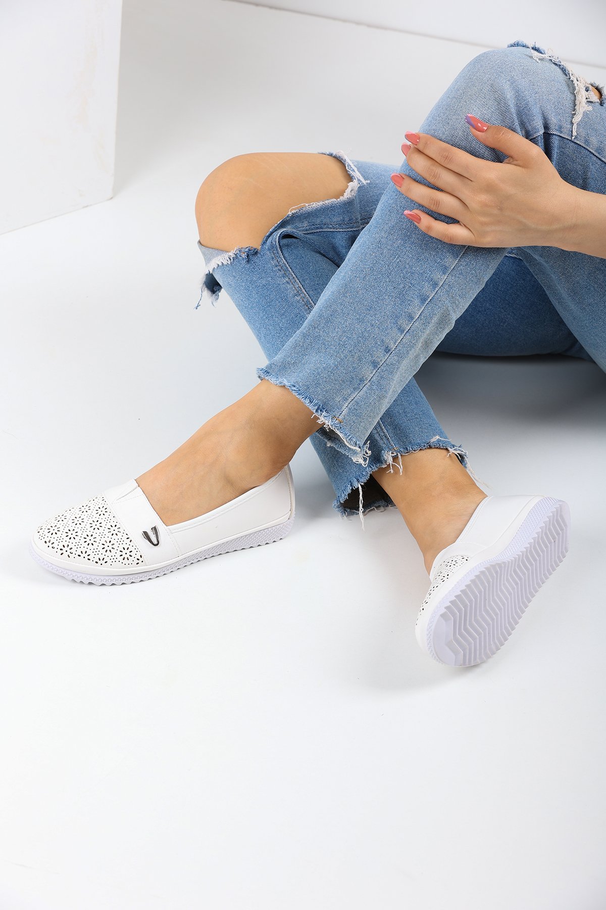 V Toka Günlük Kadın Casual 7001 - Beyaz