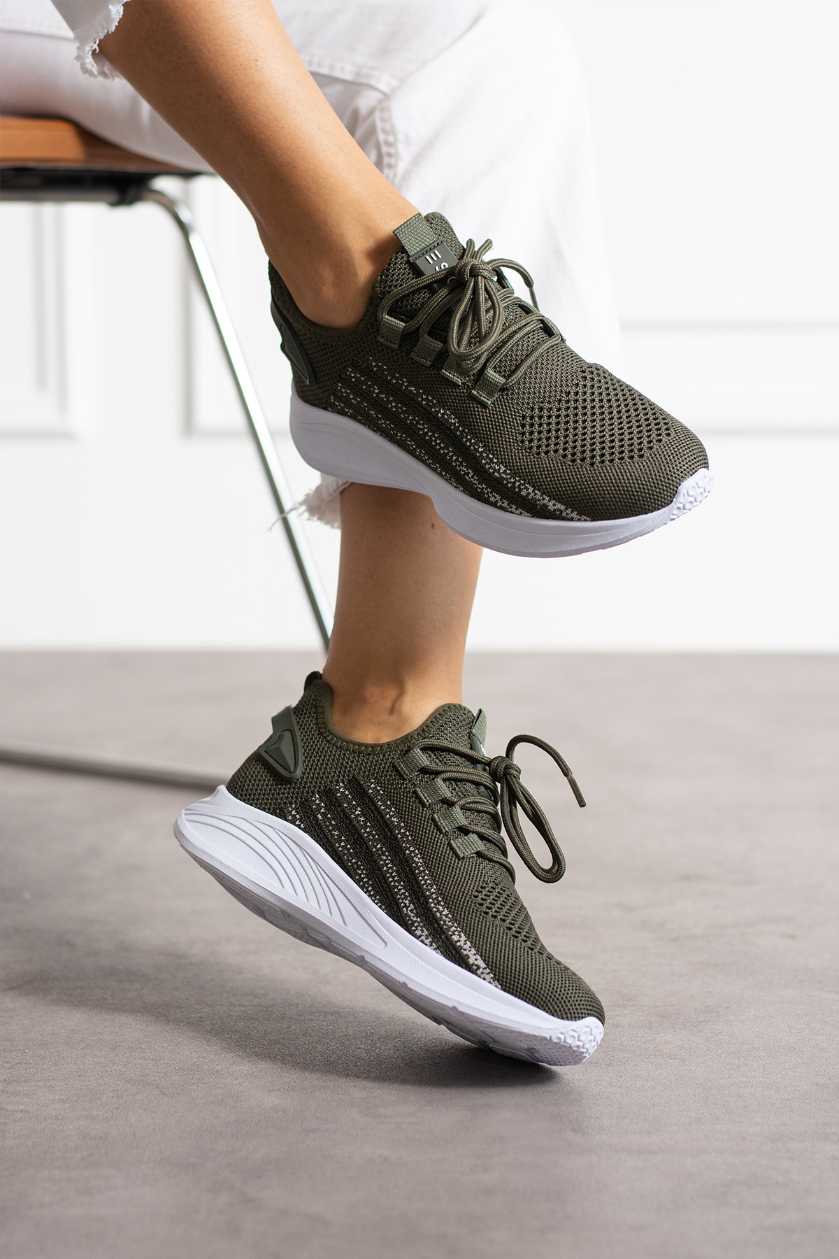 Unisex Yıkanabilir Rahat Hava Alabilen Kokusuz Triko Spor Ayakkabı Sneaker 015 - Haki Buz
