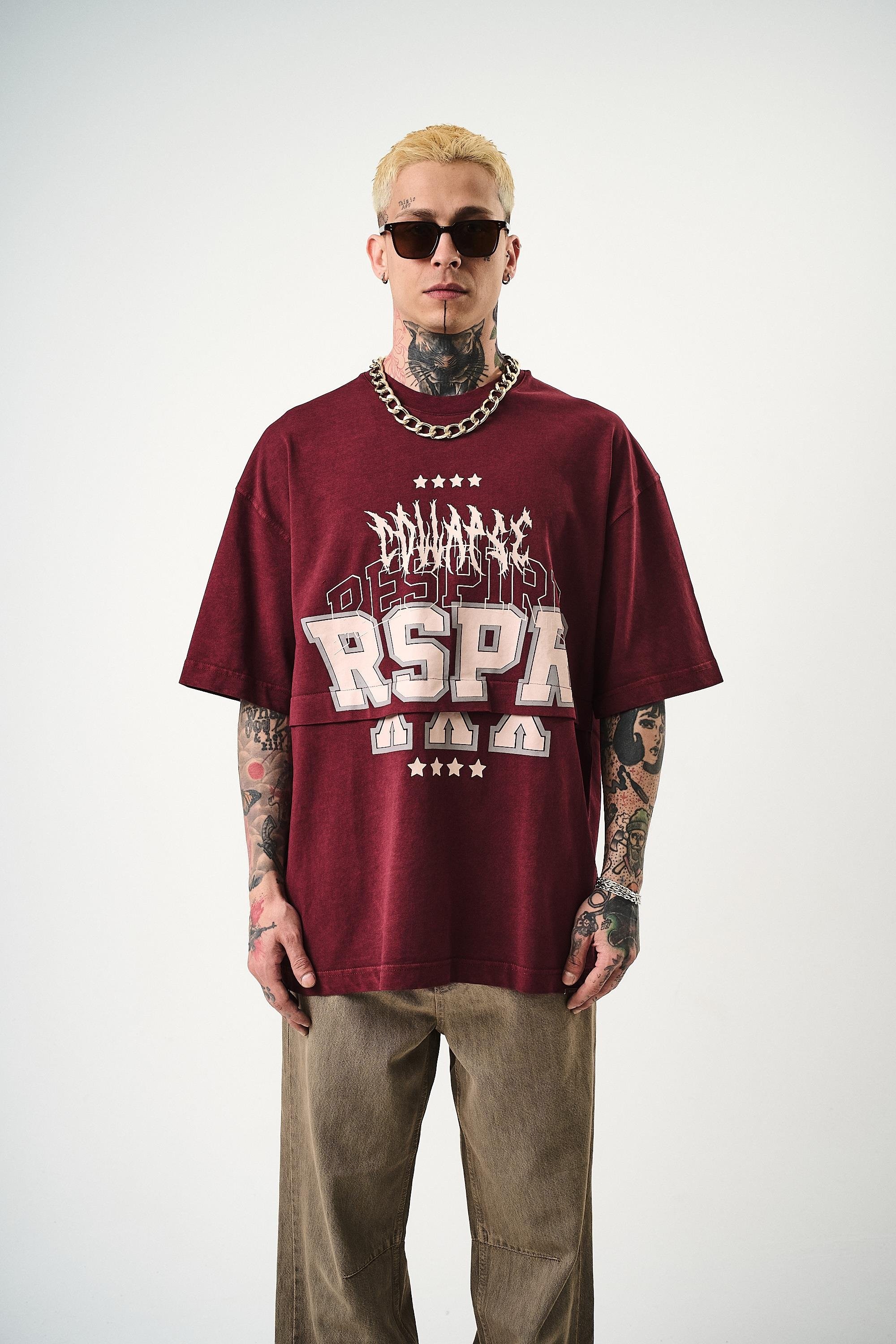 Erkek Respire Baskılı Yıkamalı Oversize T-Shirt