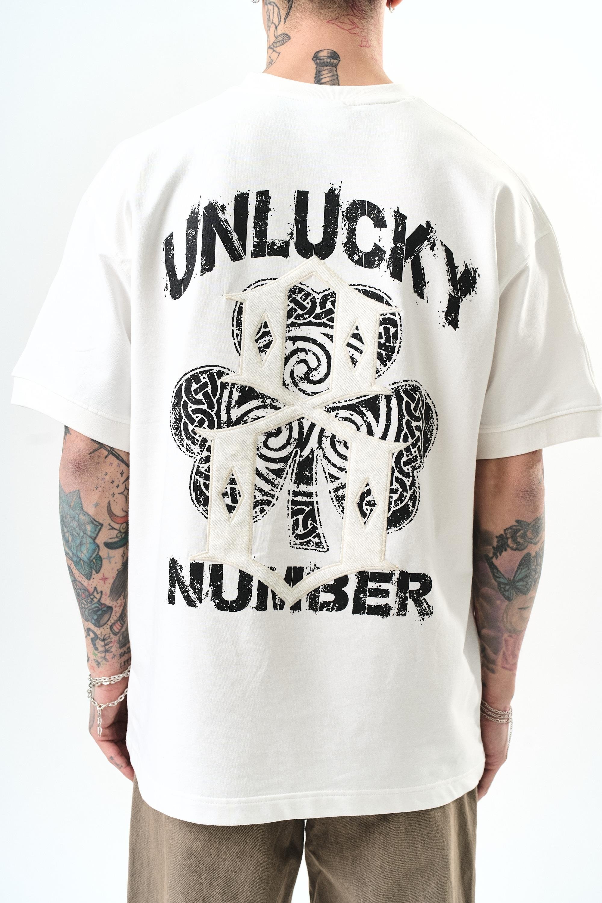 Unlucky Baskılı Oversize T-Shirt