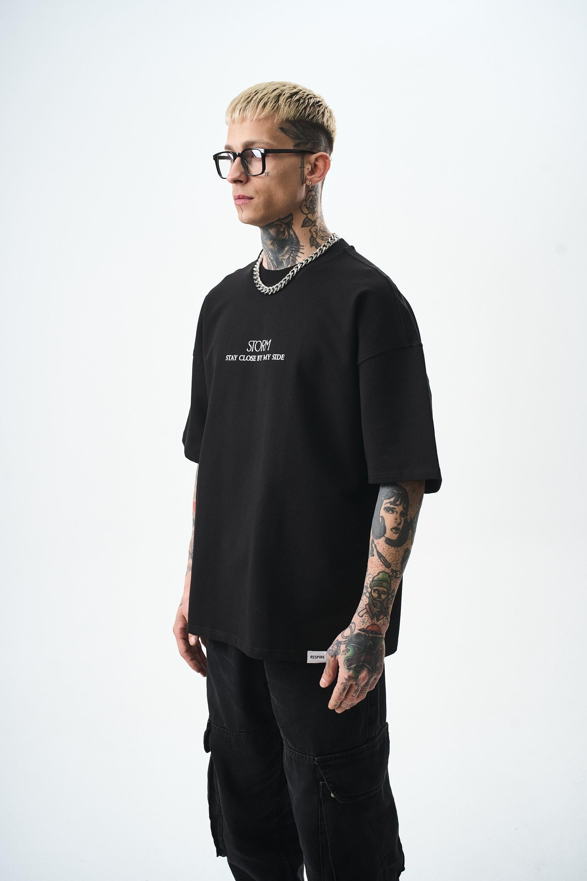 Storm Baskılı Oversize T-Shirt