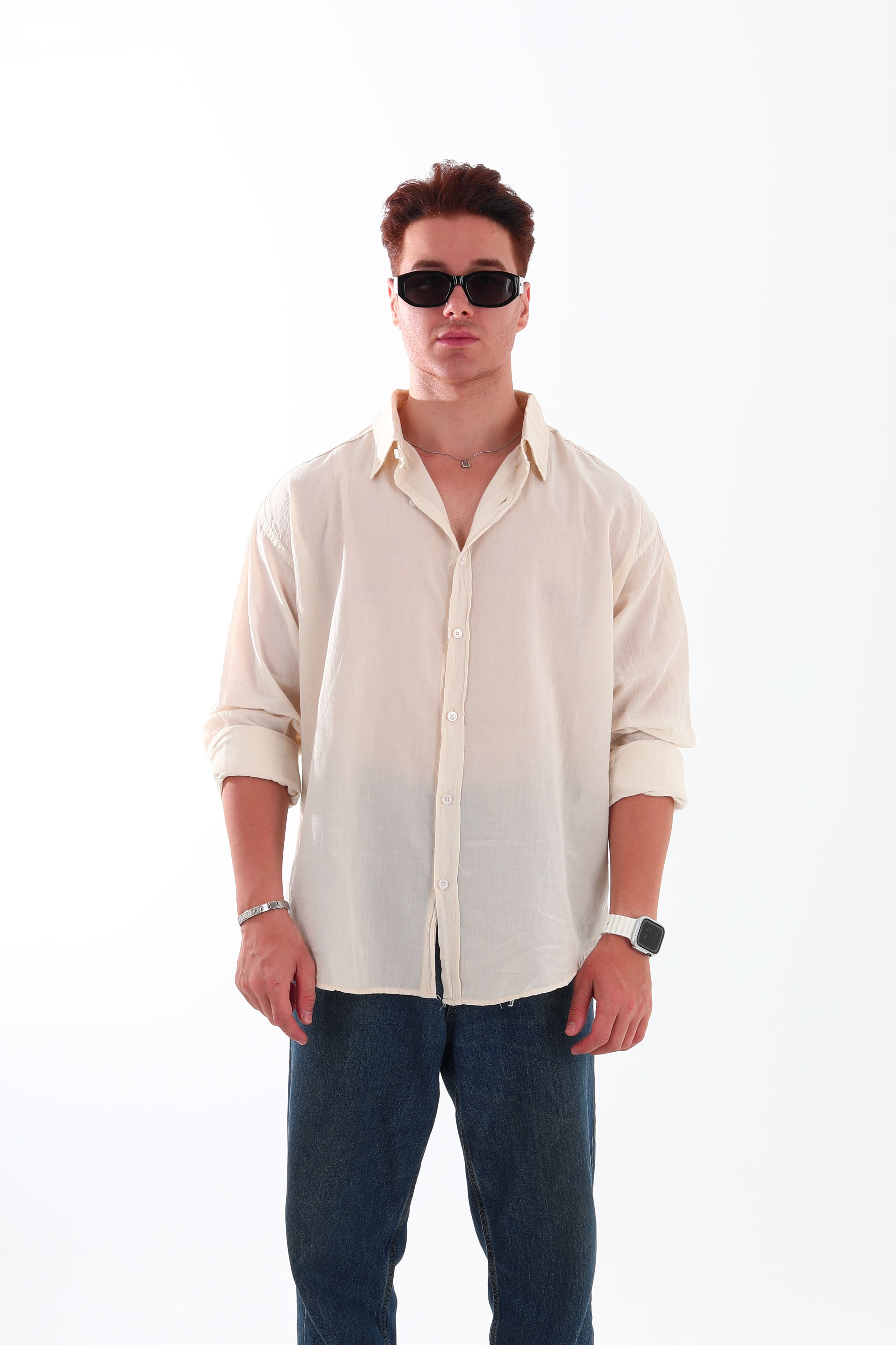 Haft Collection Oversize Gömlek - Krem
