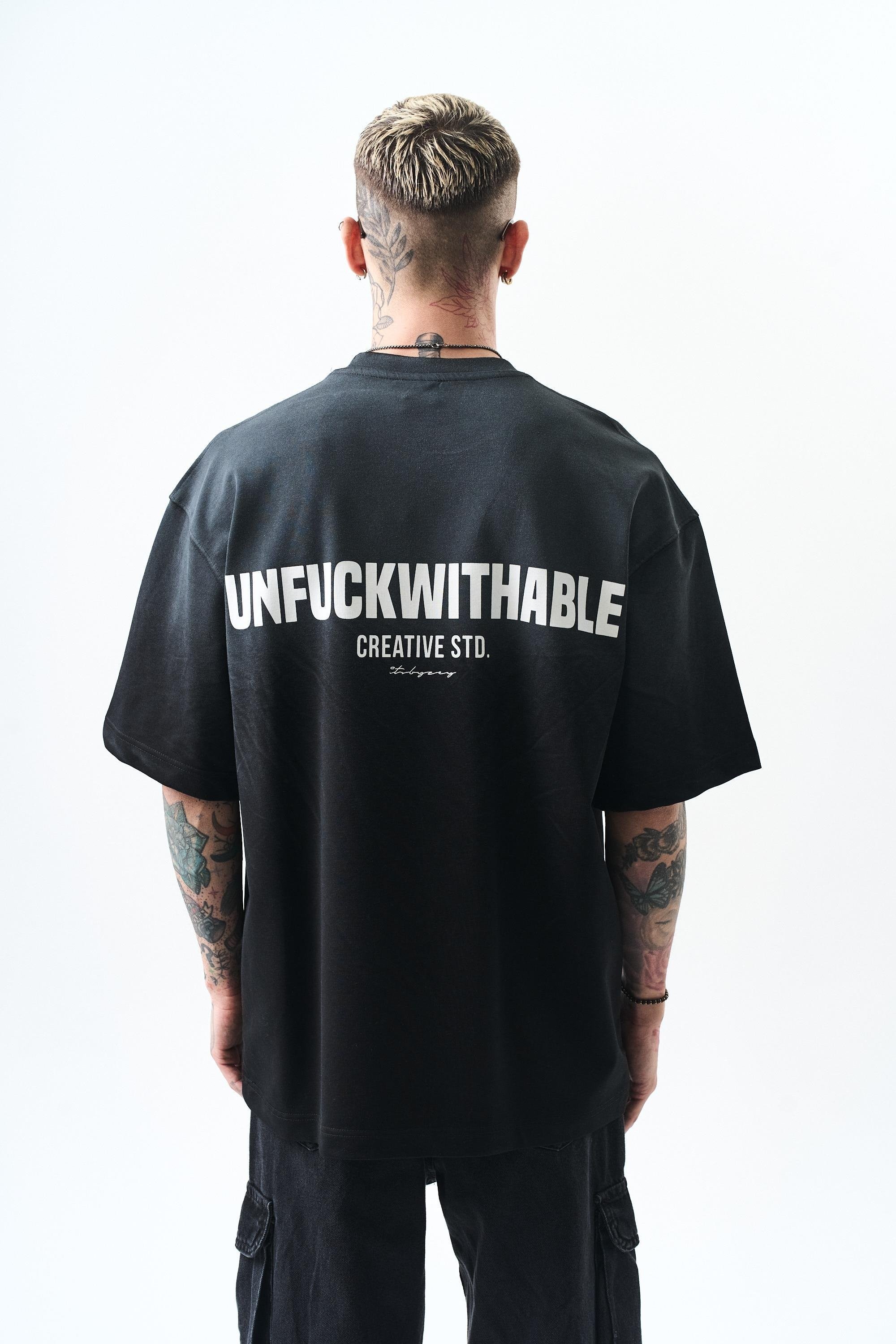 Unfuckwithable Baskılı Oversize T-Shirt