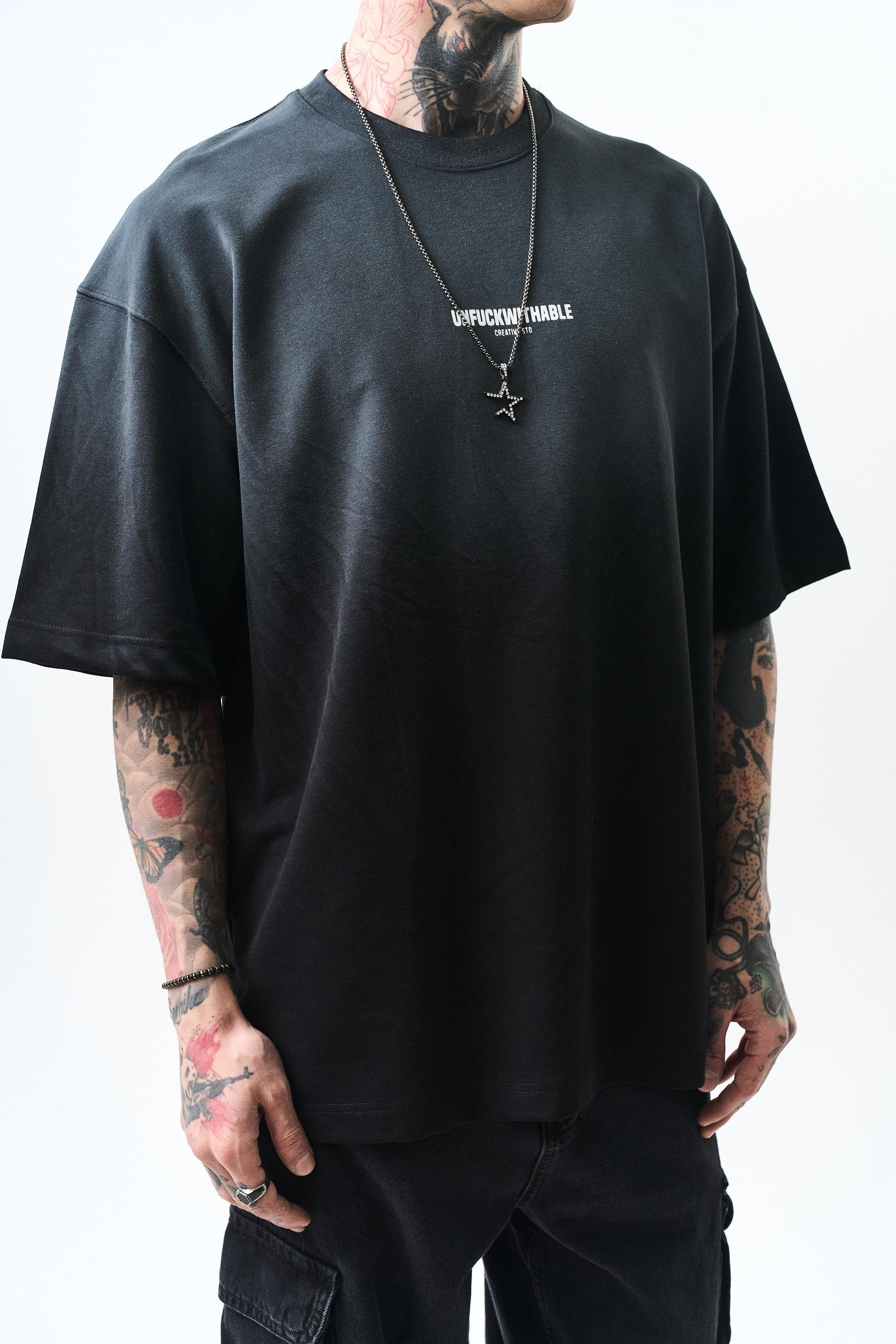 Unfuckwithable Baskılı Oversize T-Shirt