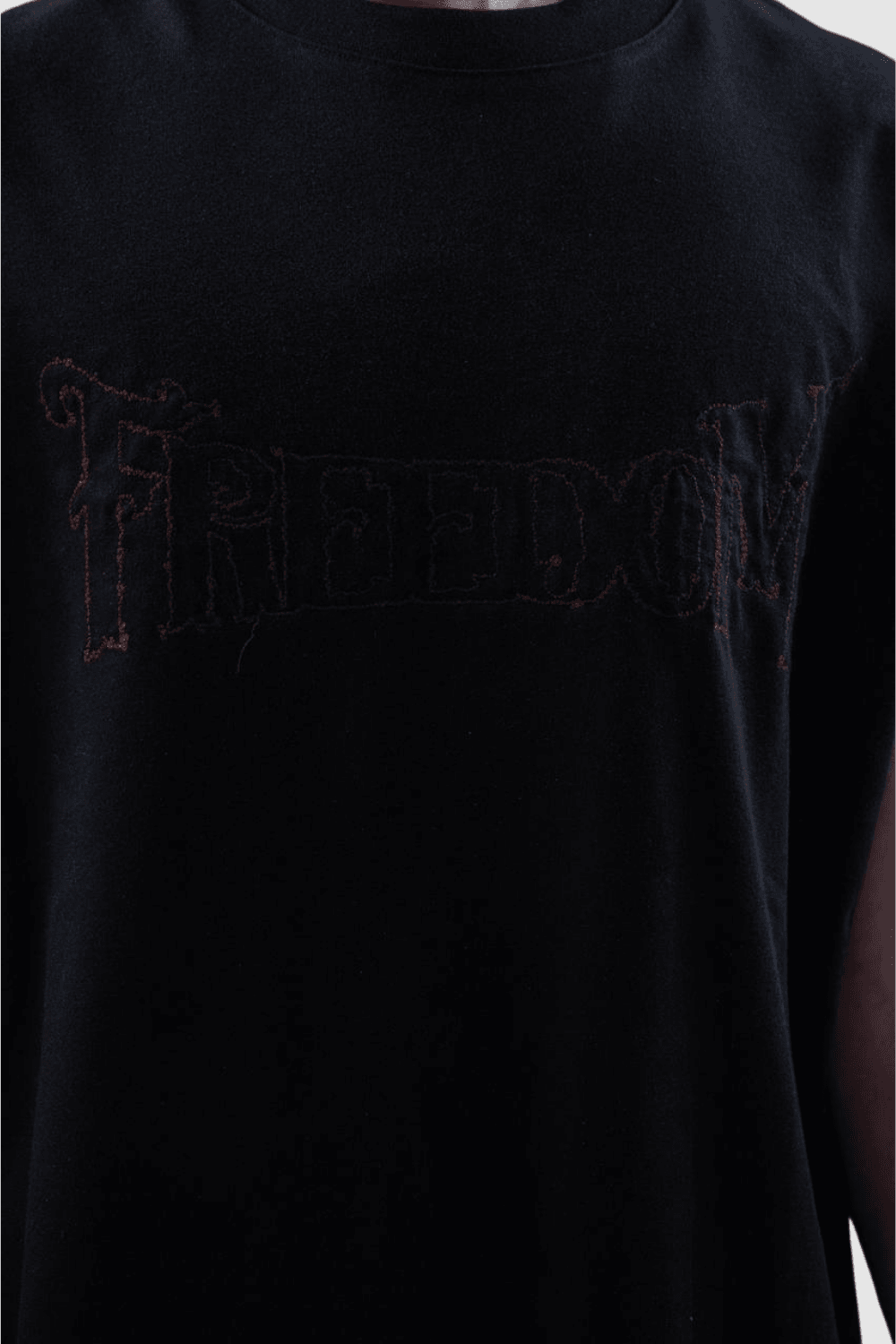 Erkek Freedom Baskılı Oversize Atlet - Siyah
