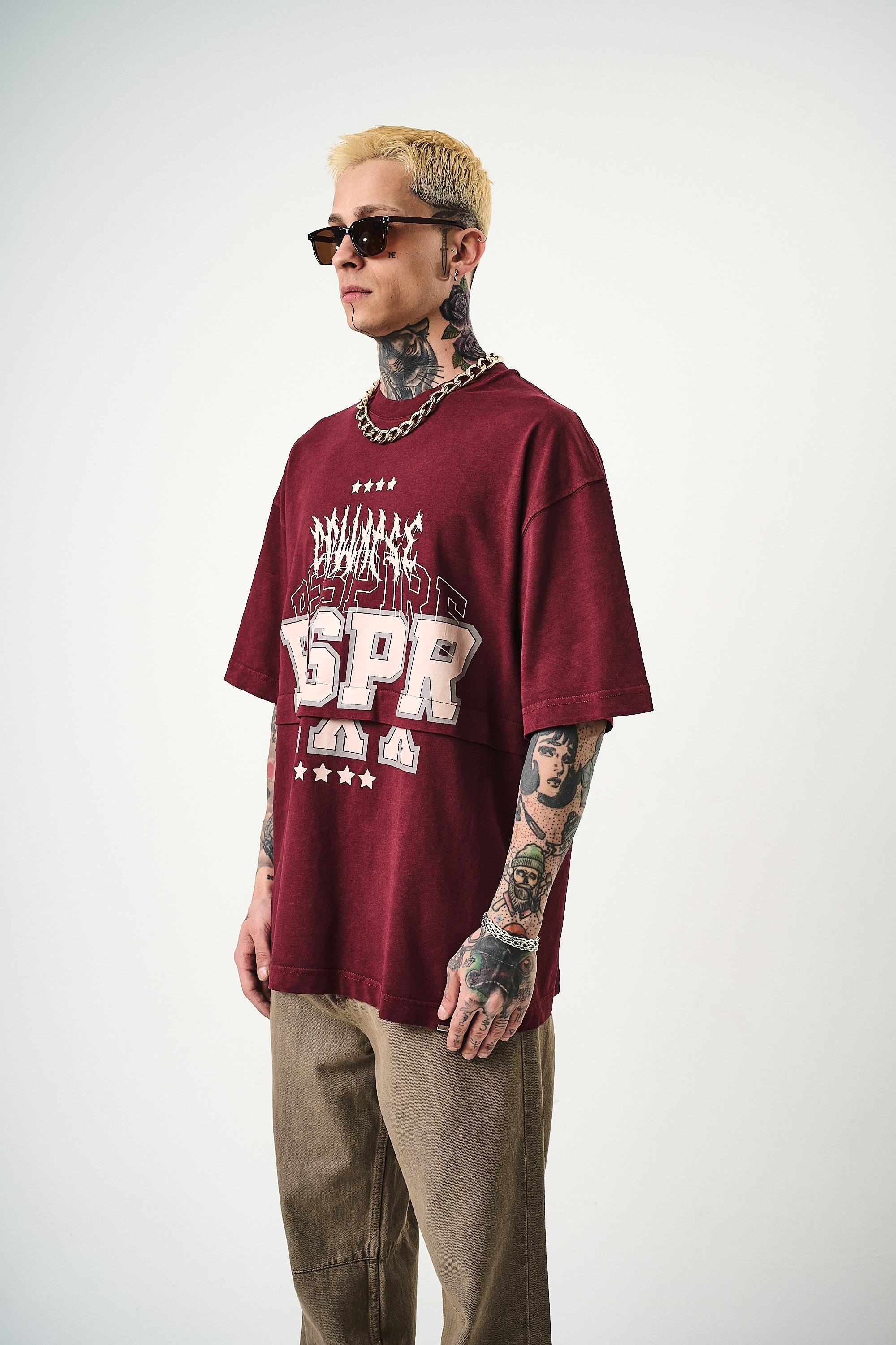 Erkek Respire Baskılı Yıkamalı Oversize T-Shirt