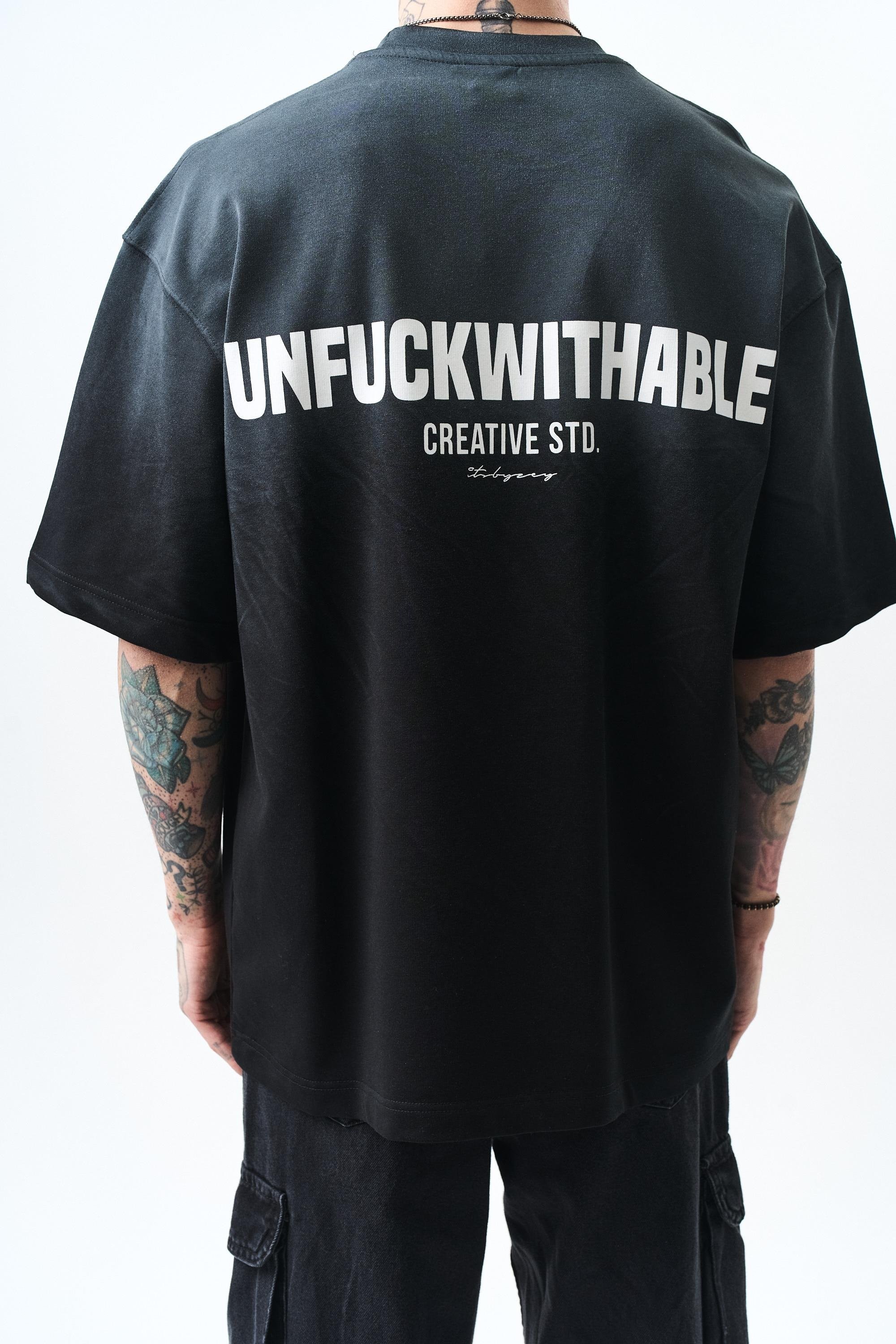 Unfuckwithable Baskılı Oversize T-Shirt