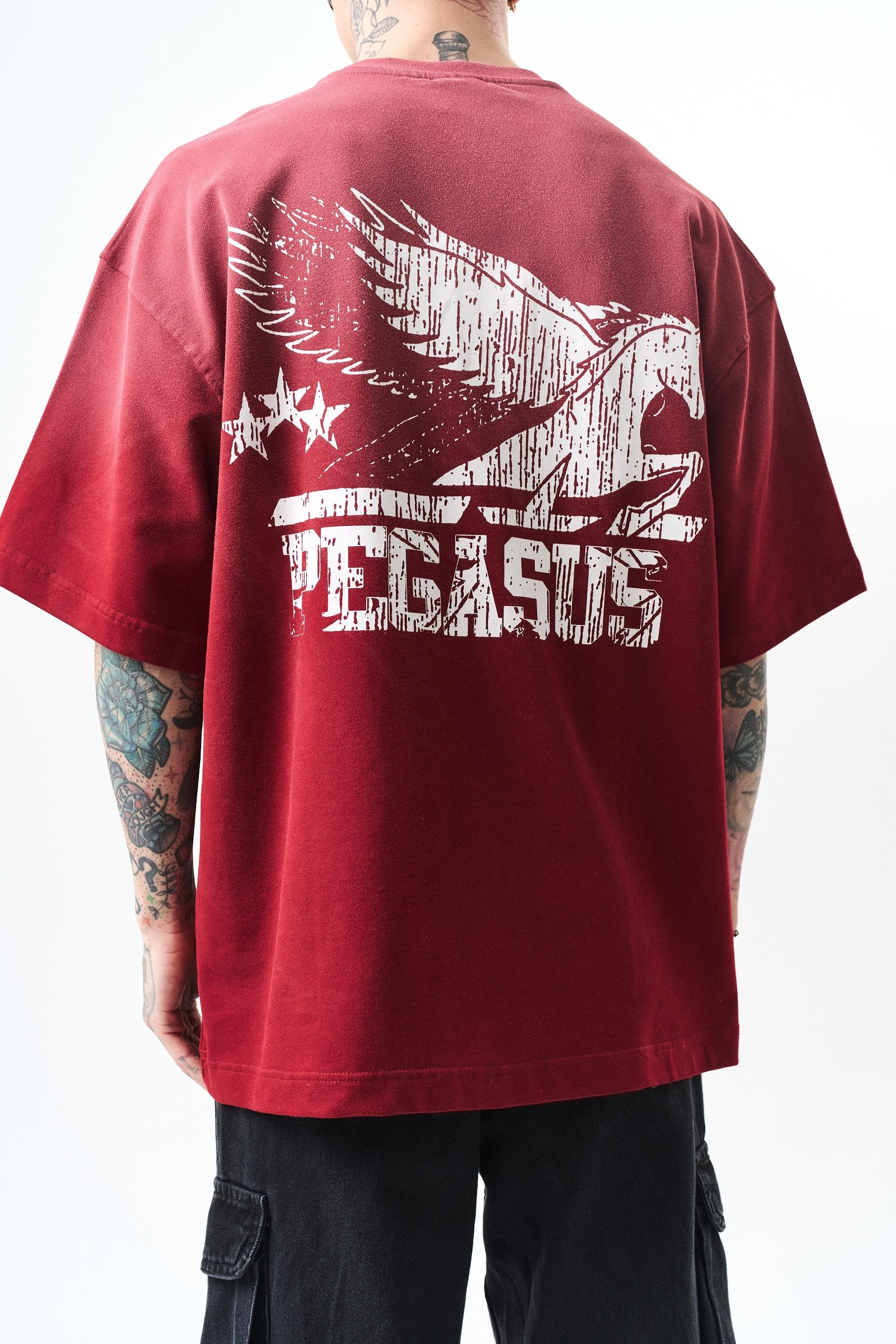 Erkek Pegasus Baskılı Oversize T-Shirt