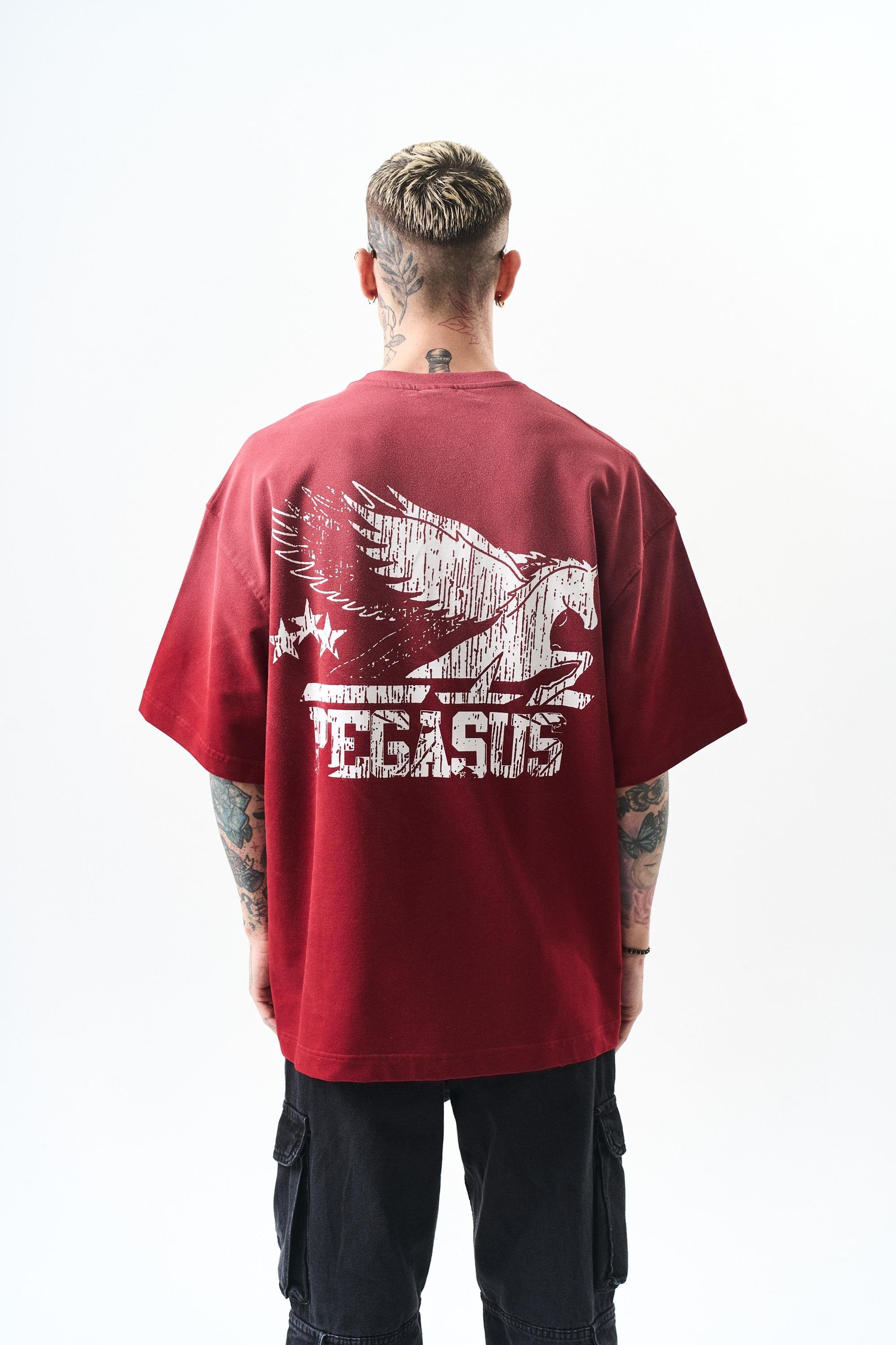 Erkek Pegasus Baskılı Oversize T-Shirt
