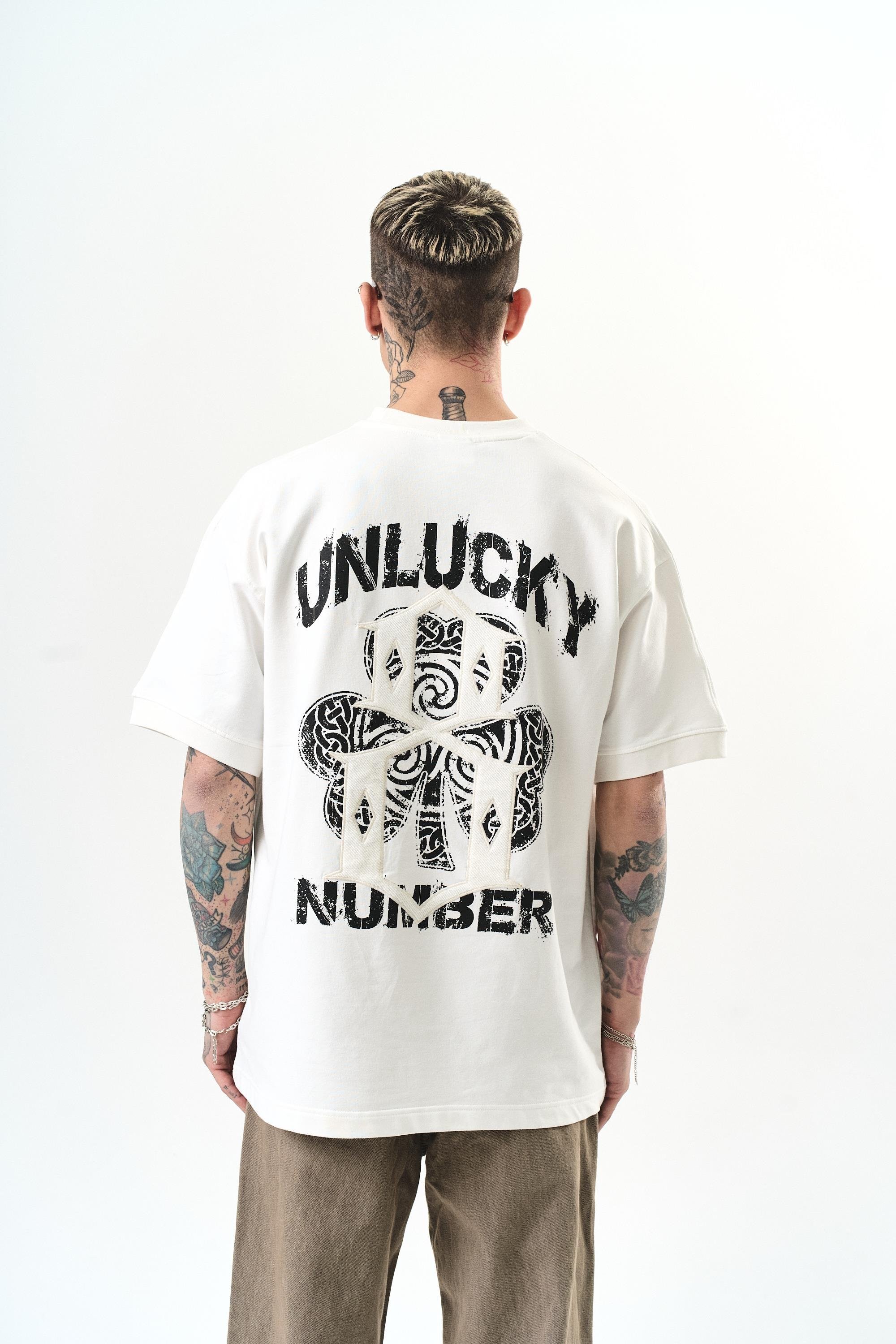Unlucky Baskılı Oversize T-Shirt