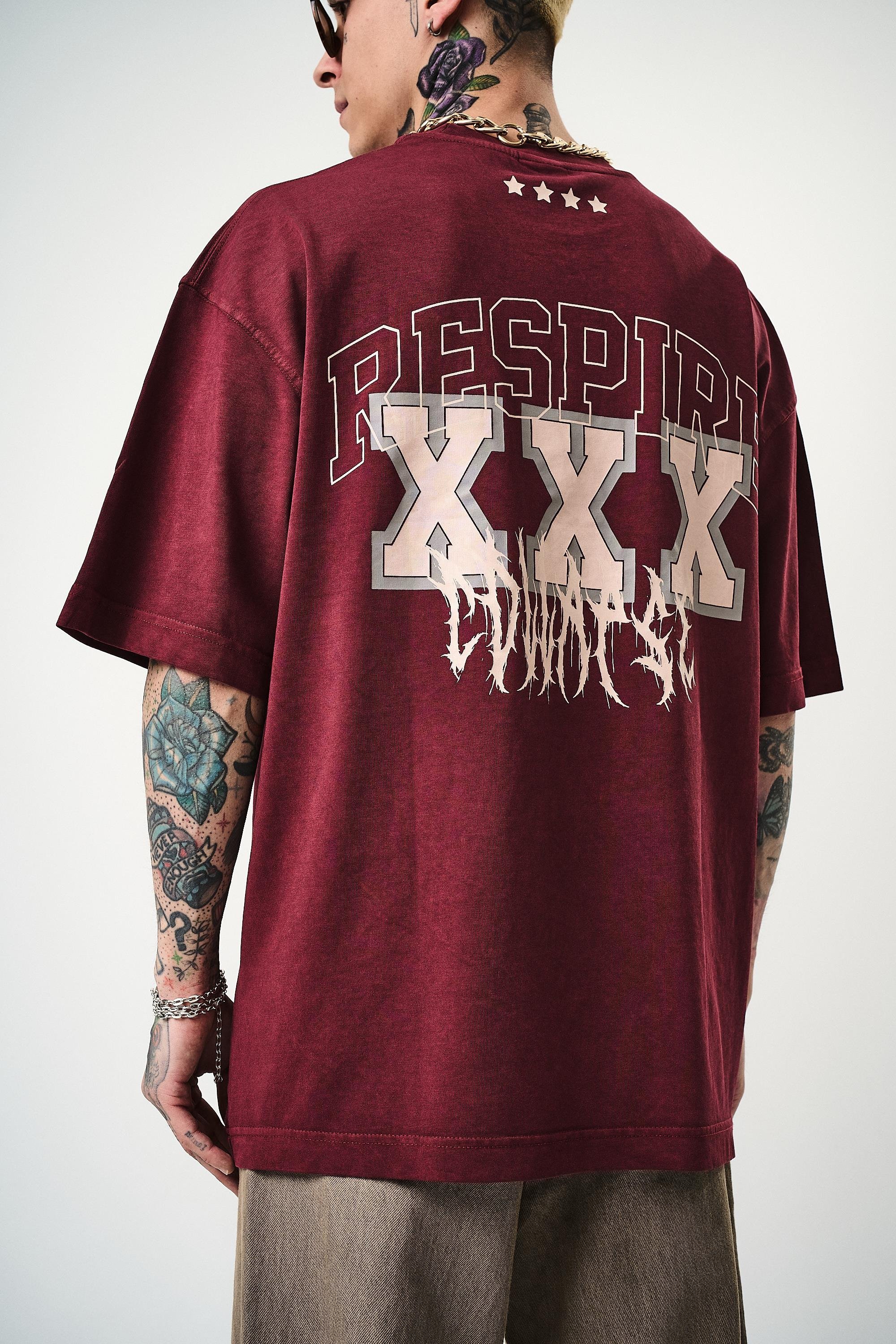 Erkek Respire Baskılı Yıkamalı Oversize T-Shirt