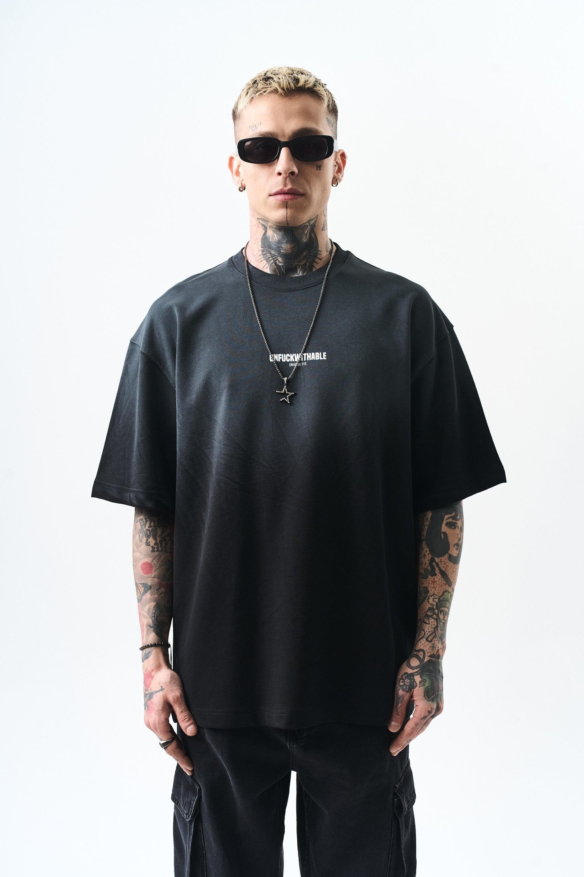 Unfuckwithable Baskılı Oversize T-Shirt