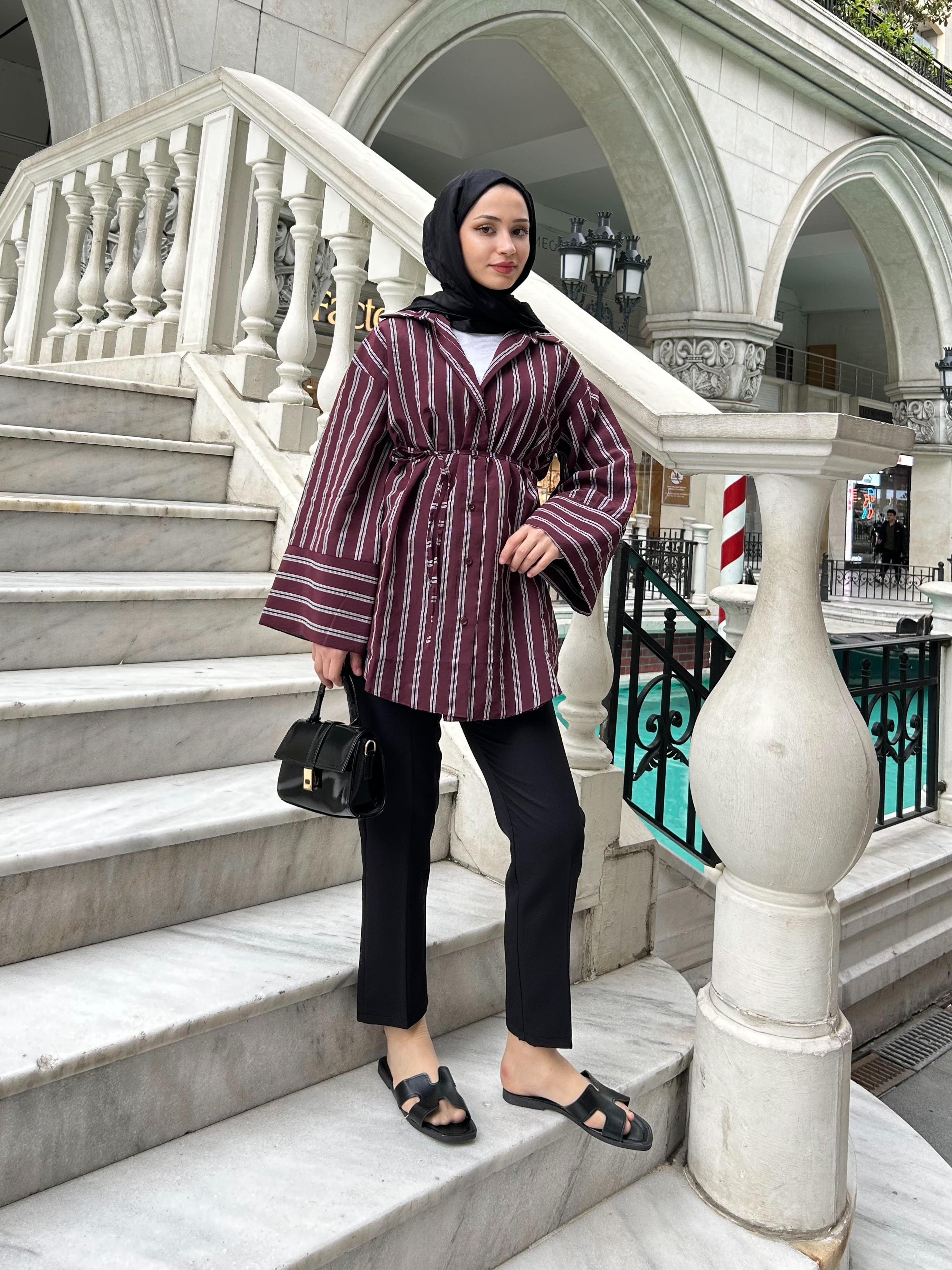 Çizgili Oversize Gömlek