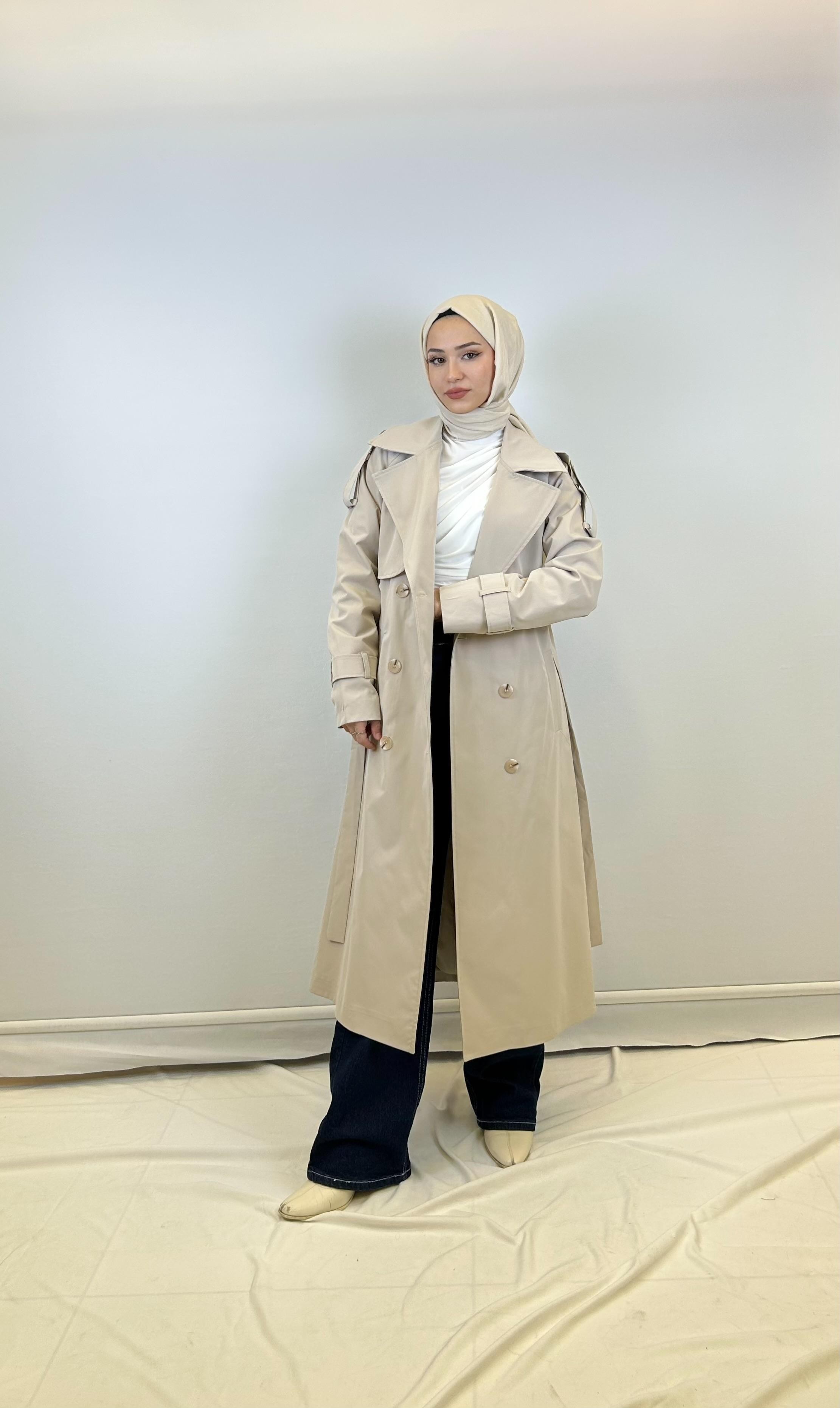Premium Kalite Mevsimlik Trençkot - Bej