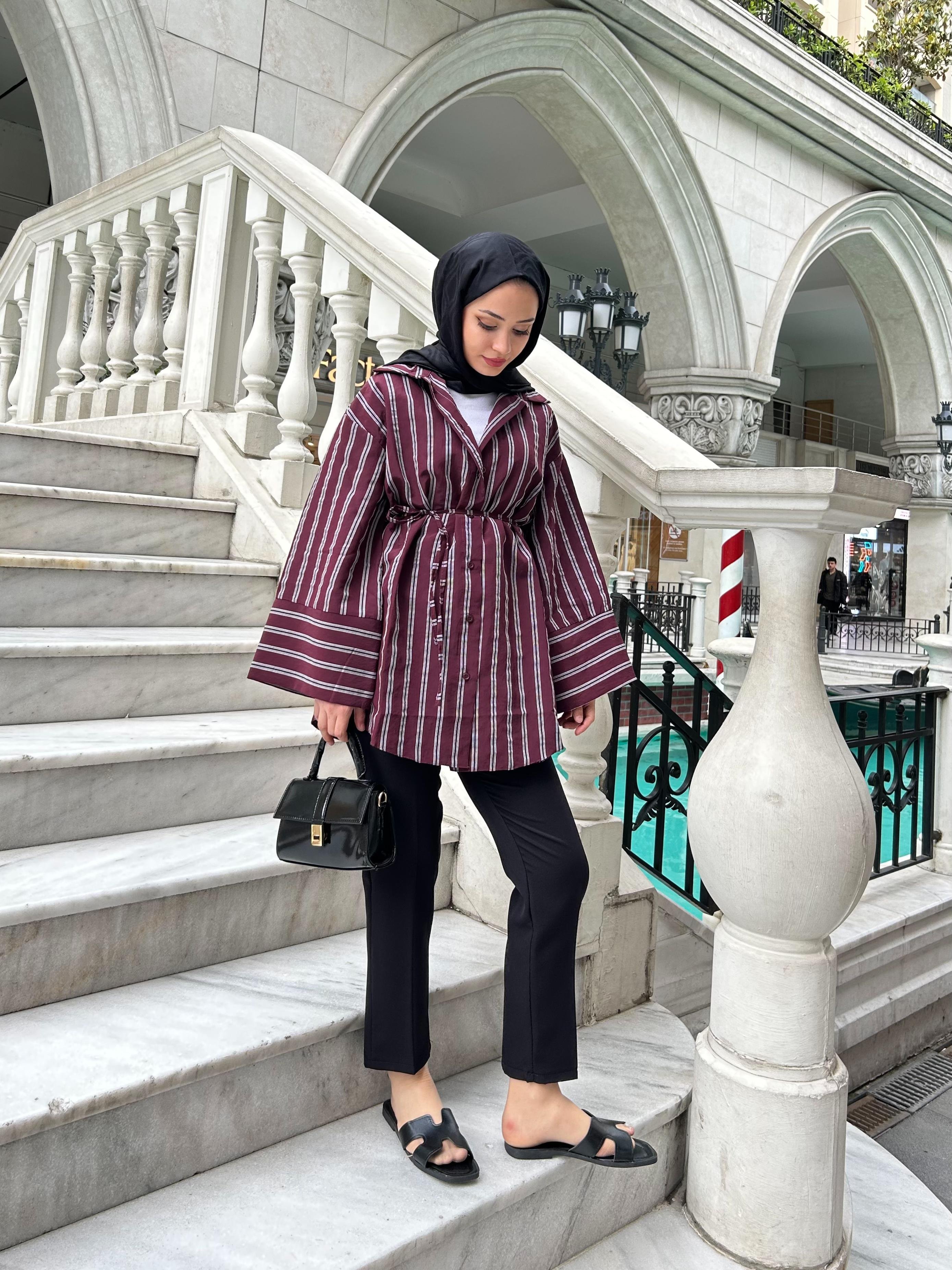 Çizgili Oversize Gömlek