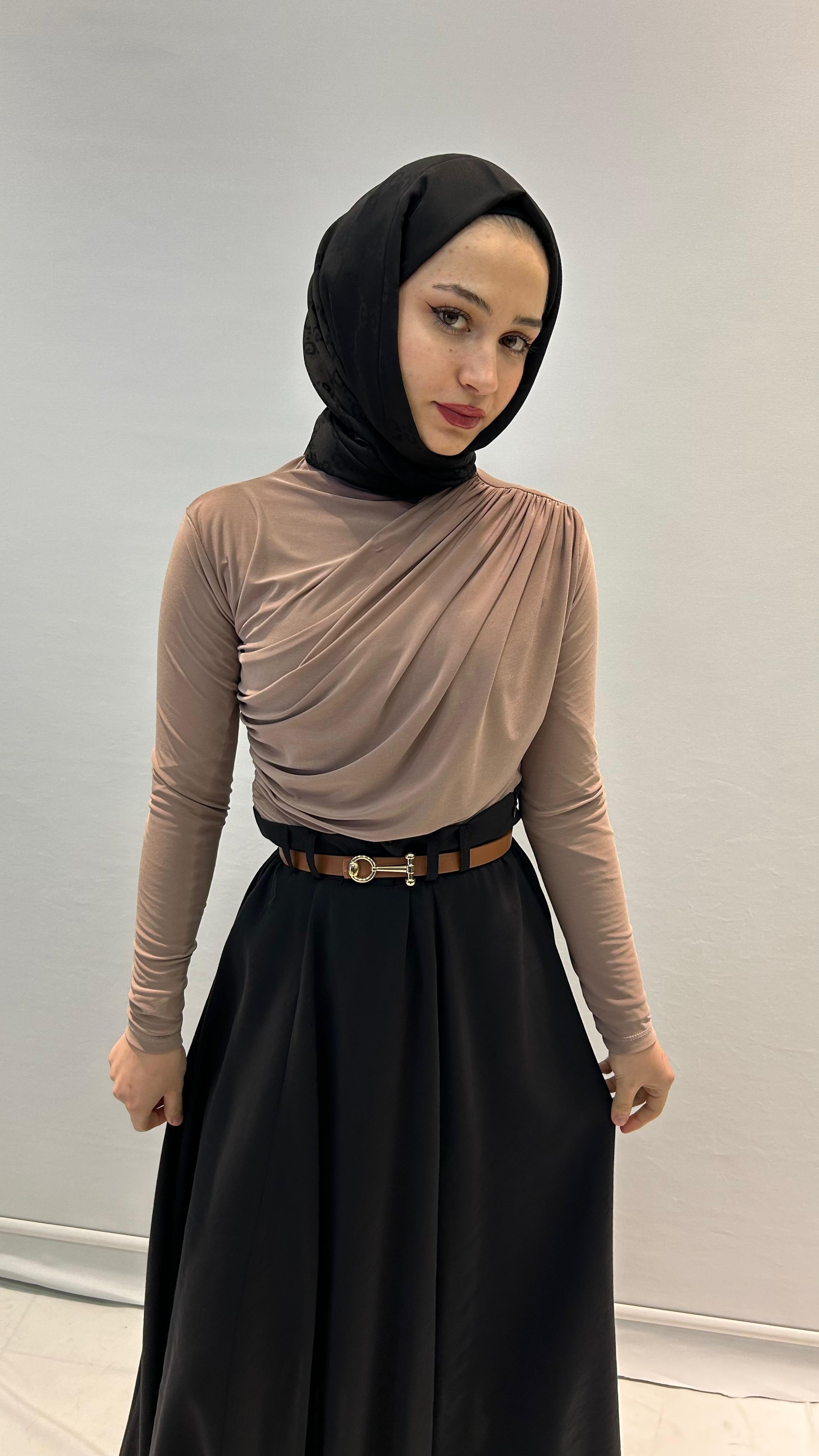 Büzgülü Zara Model Body - Taş