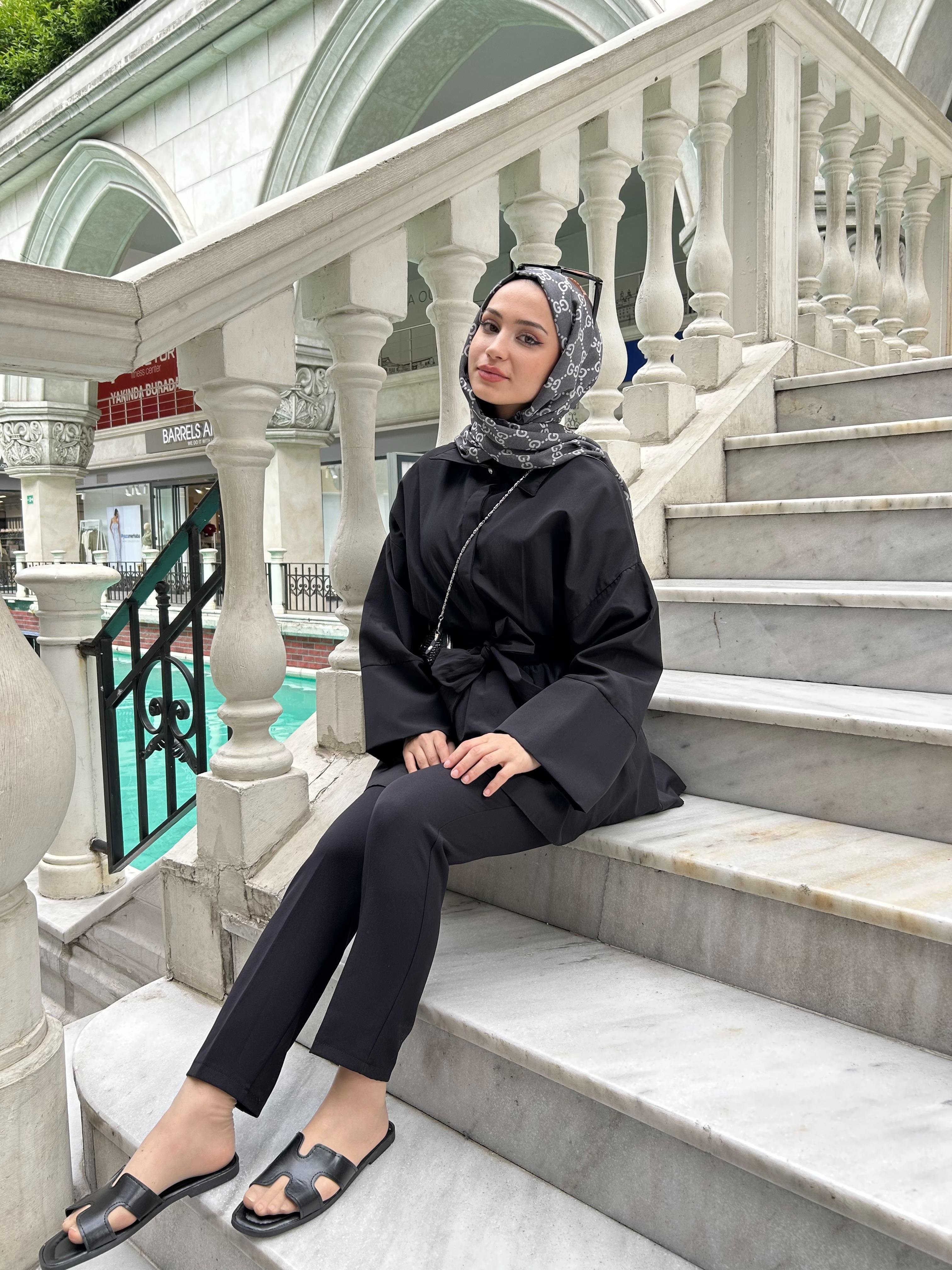 Çapraz Detaylı Gömlek - Siyah