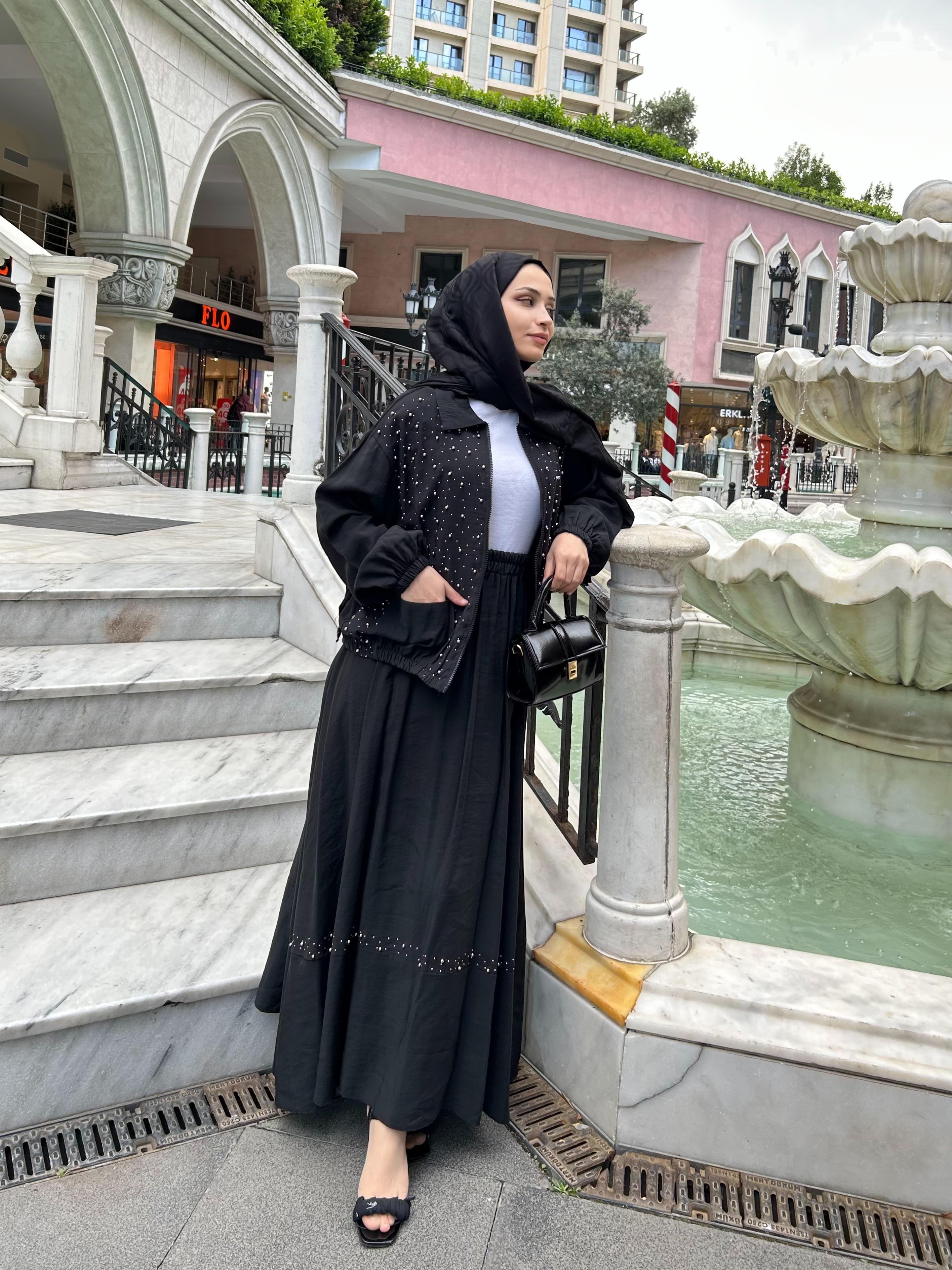 Premium Taşlı Takım - Siyah