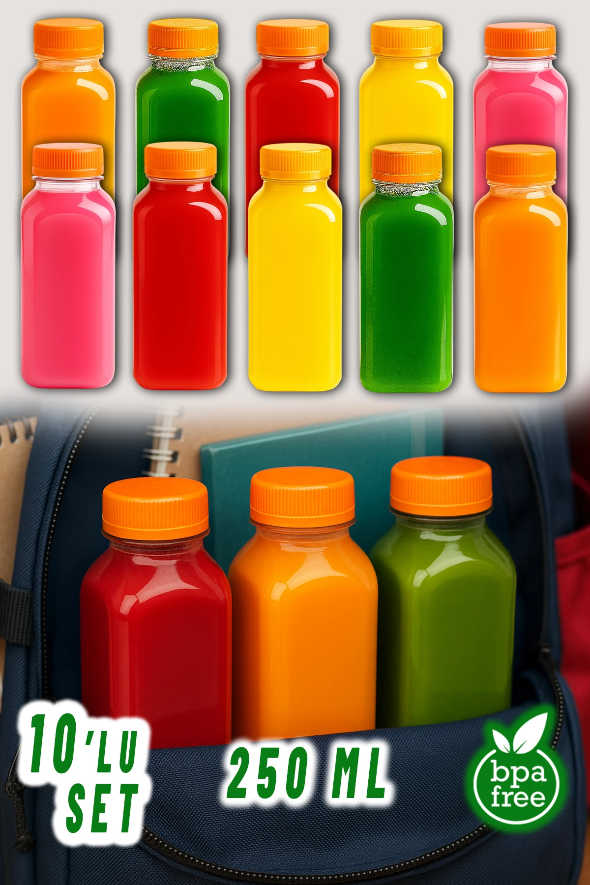 Köşeli Okul Piknik Meyve Suyu Smoothie Detoks Ginger Şeffaf Plastik Boş Pet İçecek Şişe Sızdırmaz