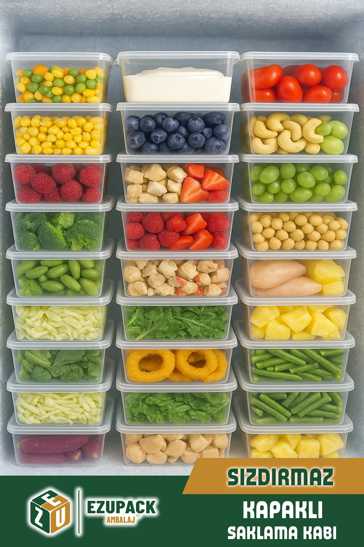 0,5 LT 10 Adet Kendinden Kapaklı Mikrodalga Difriz Derin Dondurucu Buzluk Düzenleyici Saklama Kabı