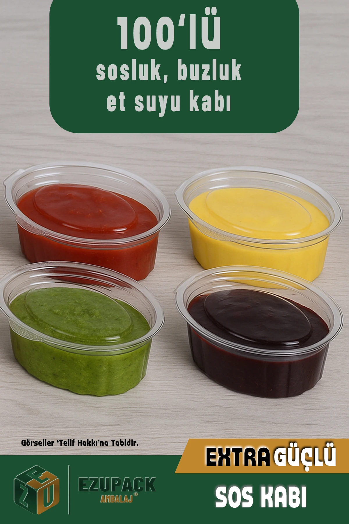 100 Adet Sızdırmaz 80 ml Mini Saklama Kabı Sosluk Buzluk Organizer, Et Suyu, Kemik Suyu, Sos Kap