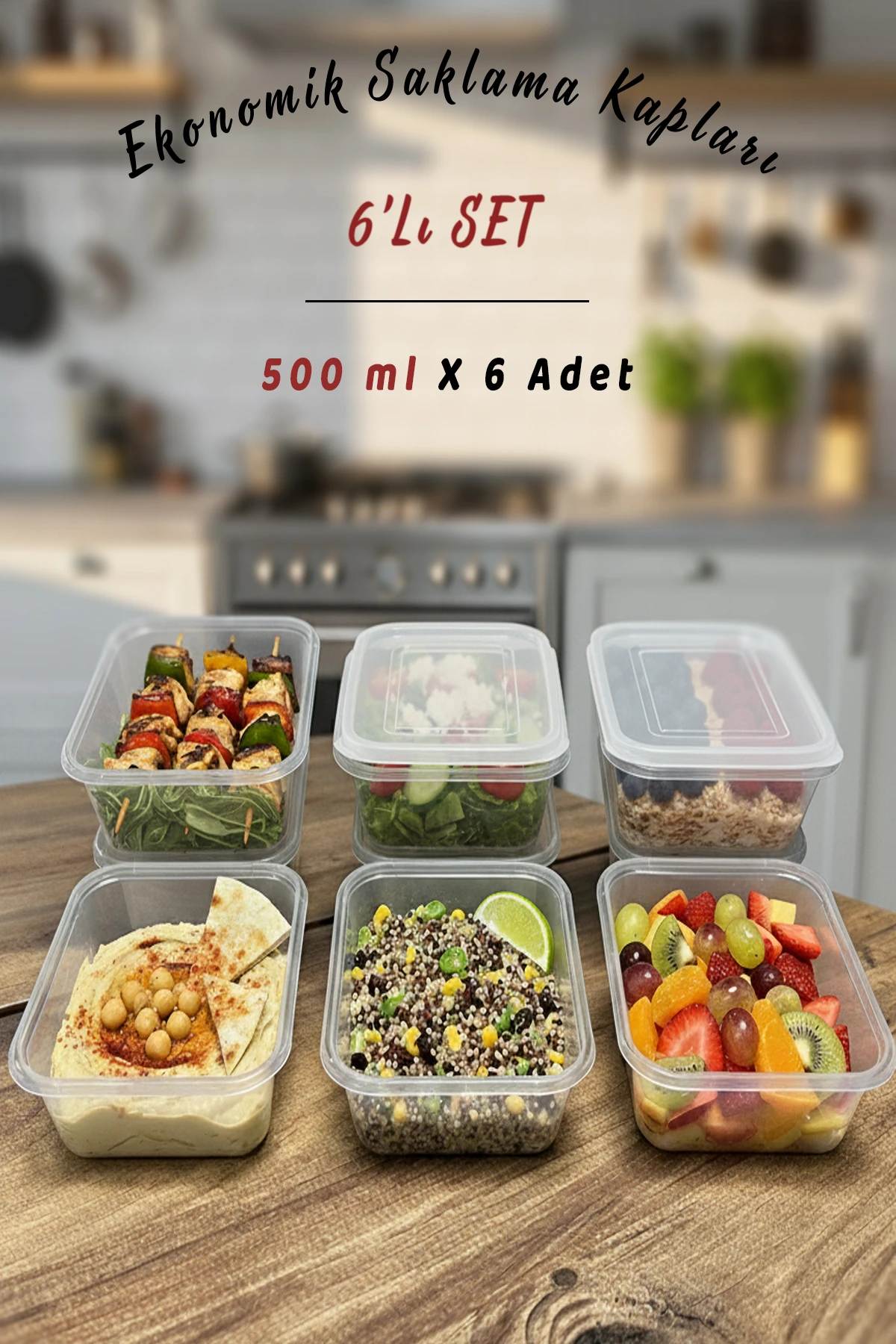 6lı 500ml Eko Sızdırmaz Kapaklı Mikrodalga Difriz Derin Dondurucu Buzluk Düzenleyici Saklama Kabı