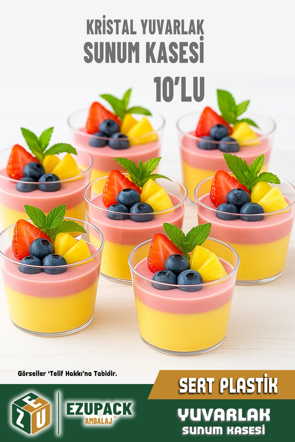 Yuvarlak Sert Mika Magnolya Bardağı Kase Plastik Şeffaf Sunum Kabı 250Cc 10Adet Tatlı&Meze Salata