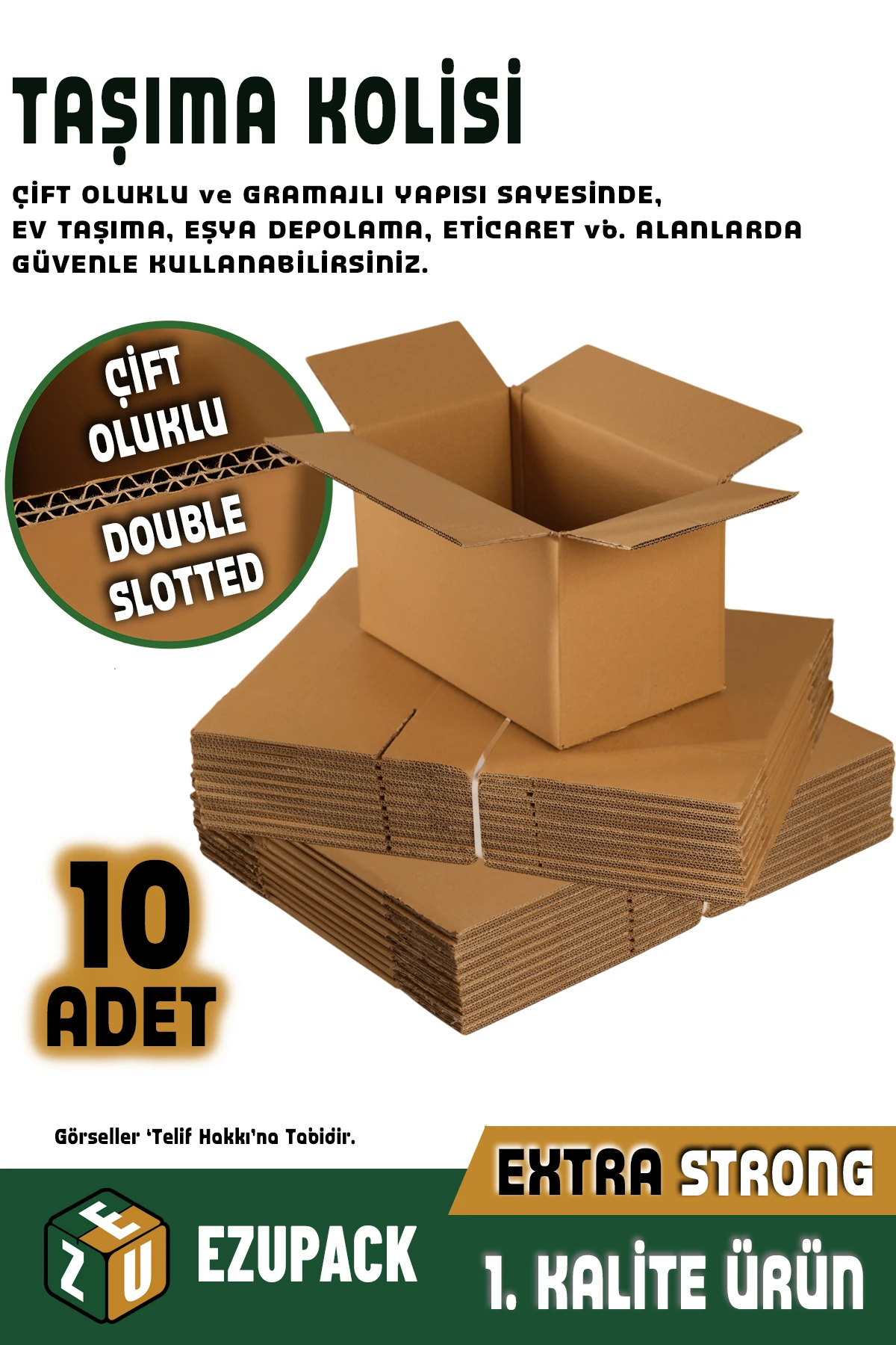 10 Adet 60x40x40 Çift Oluklu Ev Ofis Taşıma Taşınma Karton Çeyiz Arşiv Kitap Boş Koli Kutu Paketleme