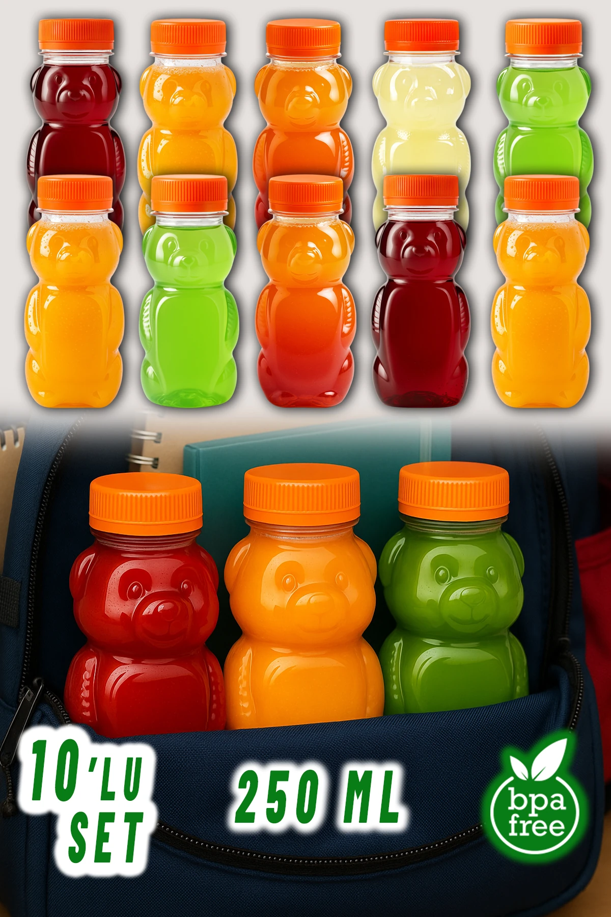 AYICIK PET ŞİŞE Okul Piknik Meyve Suyu Smoothie Detoks Ginger Şeffaf Plastik Boş İçecek Sızdırmaz