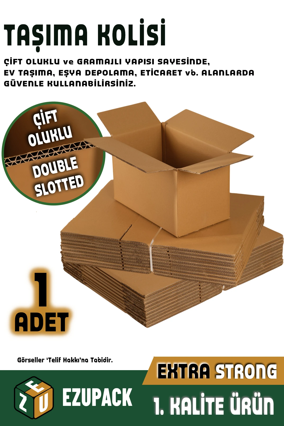 1 Adet 60x40x40 Çift Oluklu Taşıma Taşınma Karton Çeyiz Arşiv Kitap Boş Koli