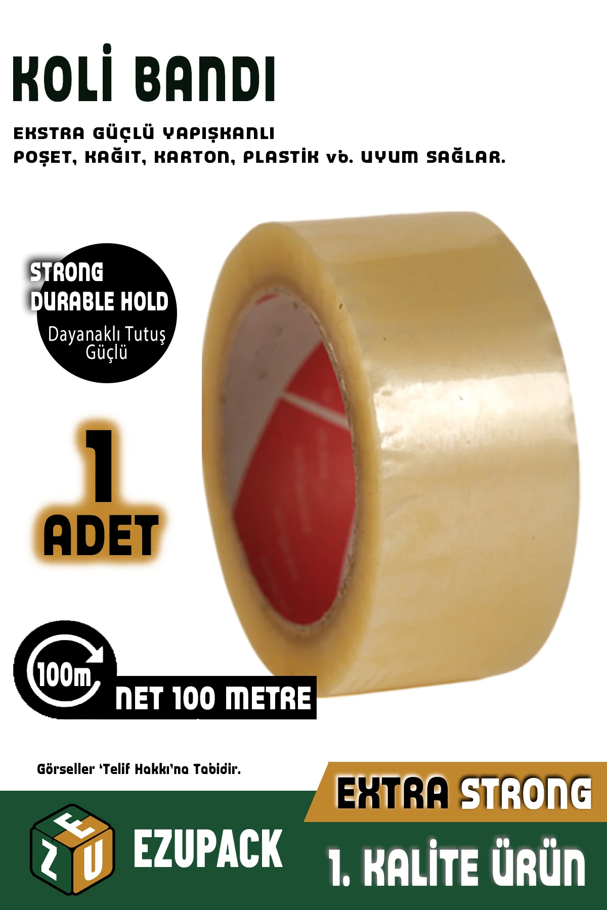 1 Adet 45x100mt Koli Bandı Taşınma Taşınma Kolisi Poşeti Kapama Bandı Ambalaj Streç Bant