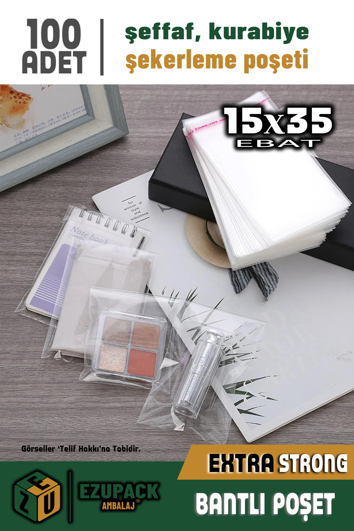 15X35 100Ad Kurabiye Şeker Parti Baby Shower Doğum günü Hediyelik Kendinden Yapışkanlı Jelatin Poşet