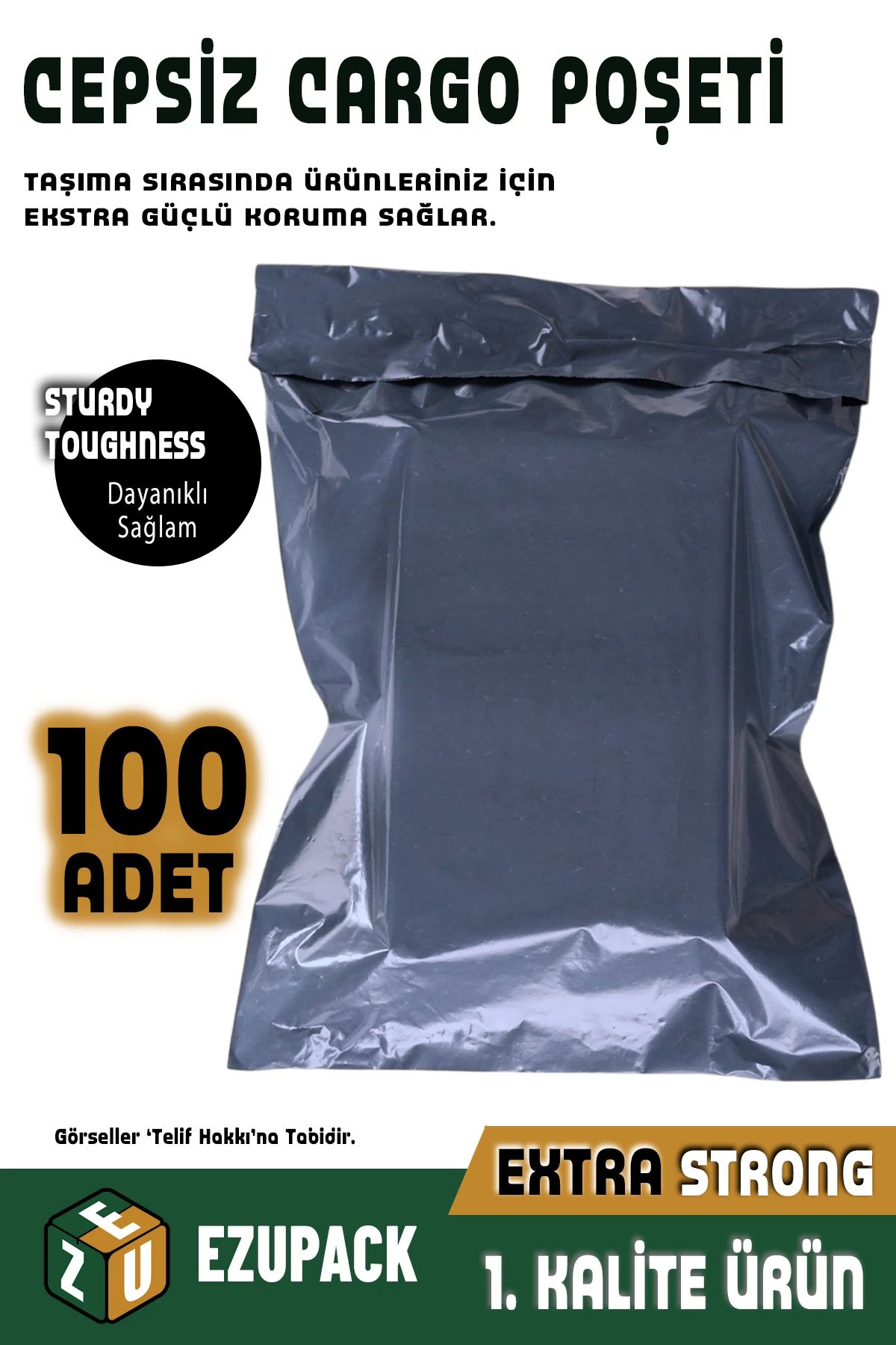 45X55+5 Cepsiz Kargo Poşeti Kokusuz Ambalaj Paketleme Poşet 100 adet