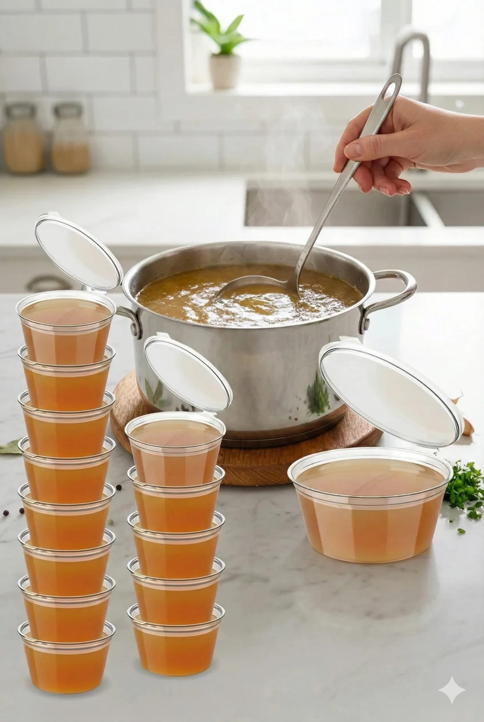 500 Adet Sızdırmaz 120 ml Mini Saklama Kabı Sosluk Buzluk Kabı, Et Suyu, Kemik Suyu, Sos Kabı Mutfak