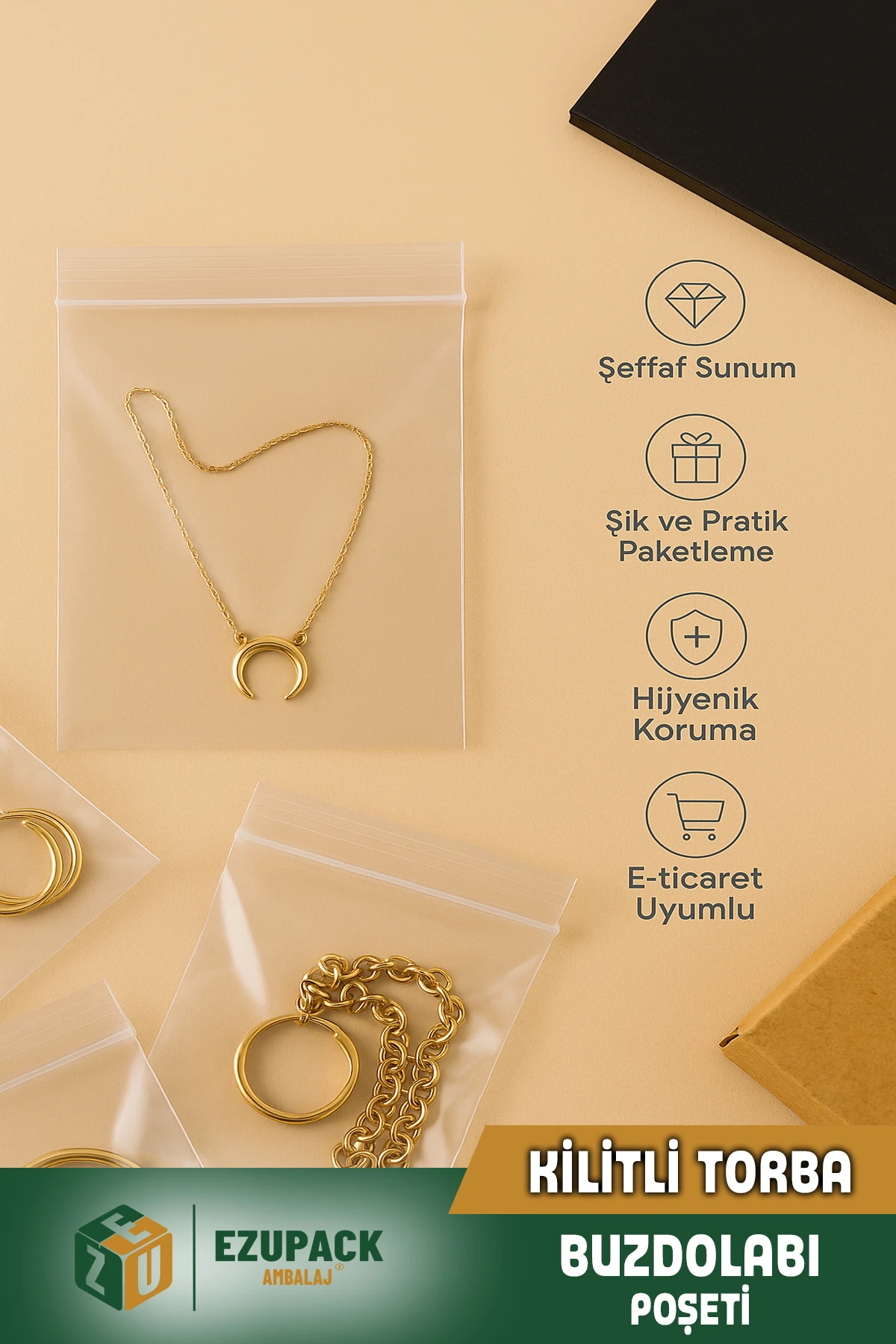 100'lü Buzdolabı Kilitli Torba Poşet Dondurucu İkramlık Çerez Davet Kına Hediyelik Poşeti 6x7cm