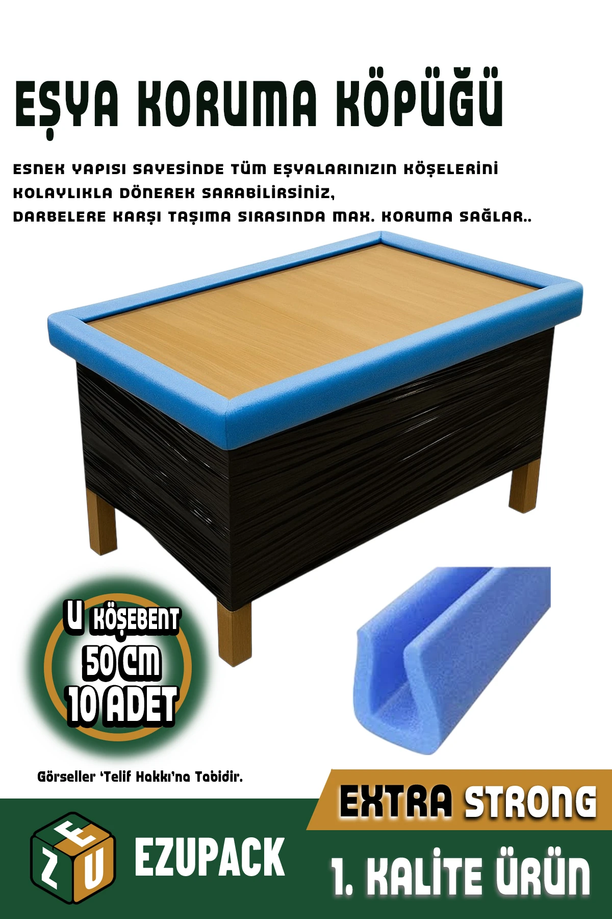 10 Adet 50cm Eşya Mobilya Köşe Koruma Köpüğü Ambalaj Taşıma Taşınma Kolisi Köşebent Malzemesi