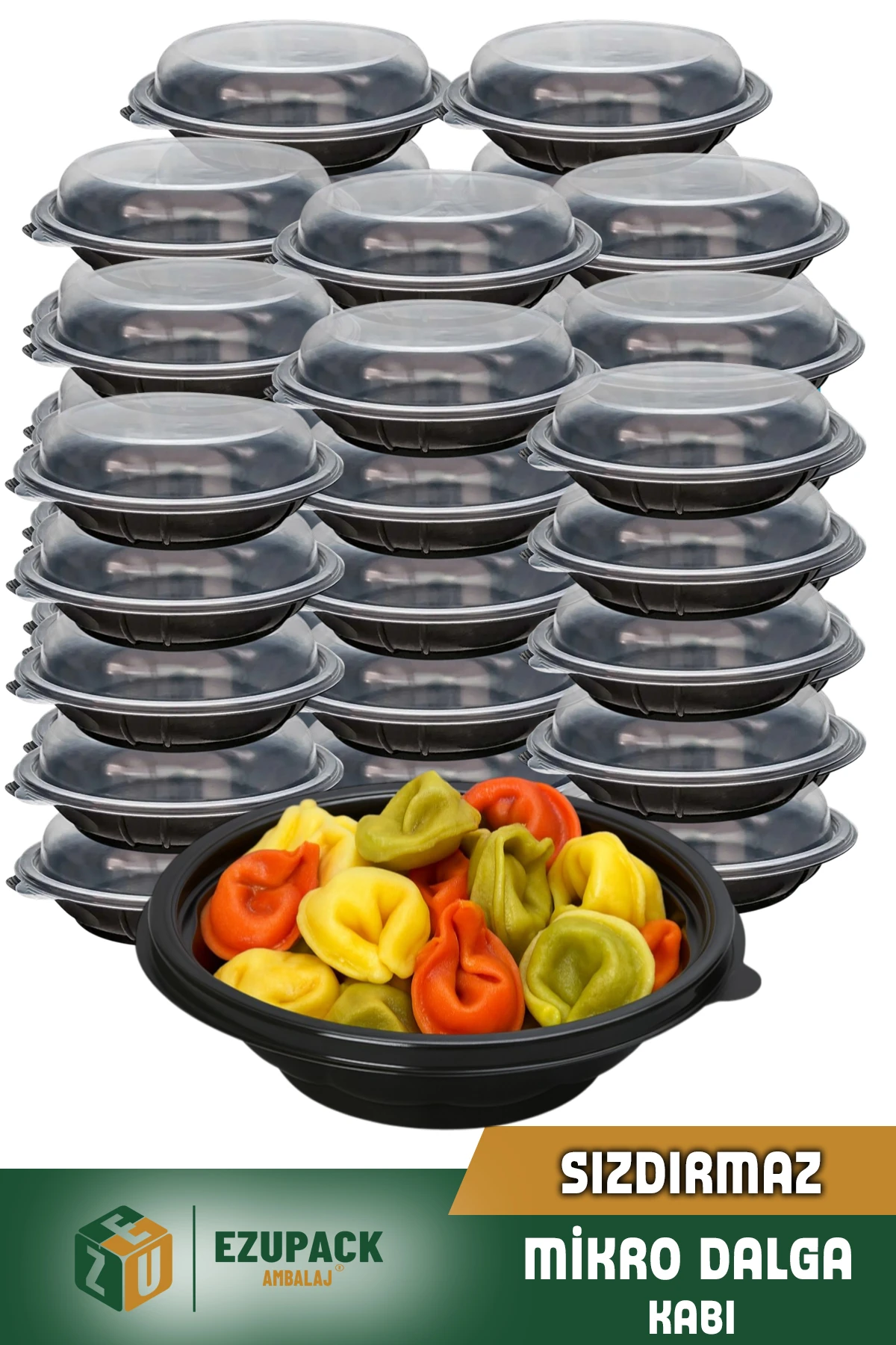 50 Adet SIZDIRMAZ Tek Göz Yuvarlak Paket Servis Yemek Kabı Mikrodalga Derindorucu Yıkanabilir