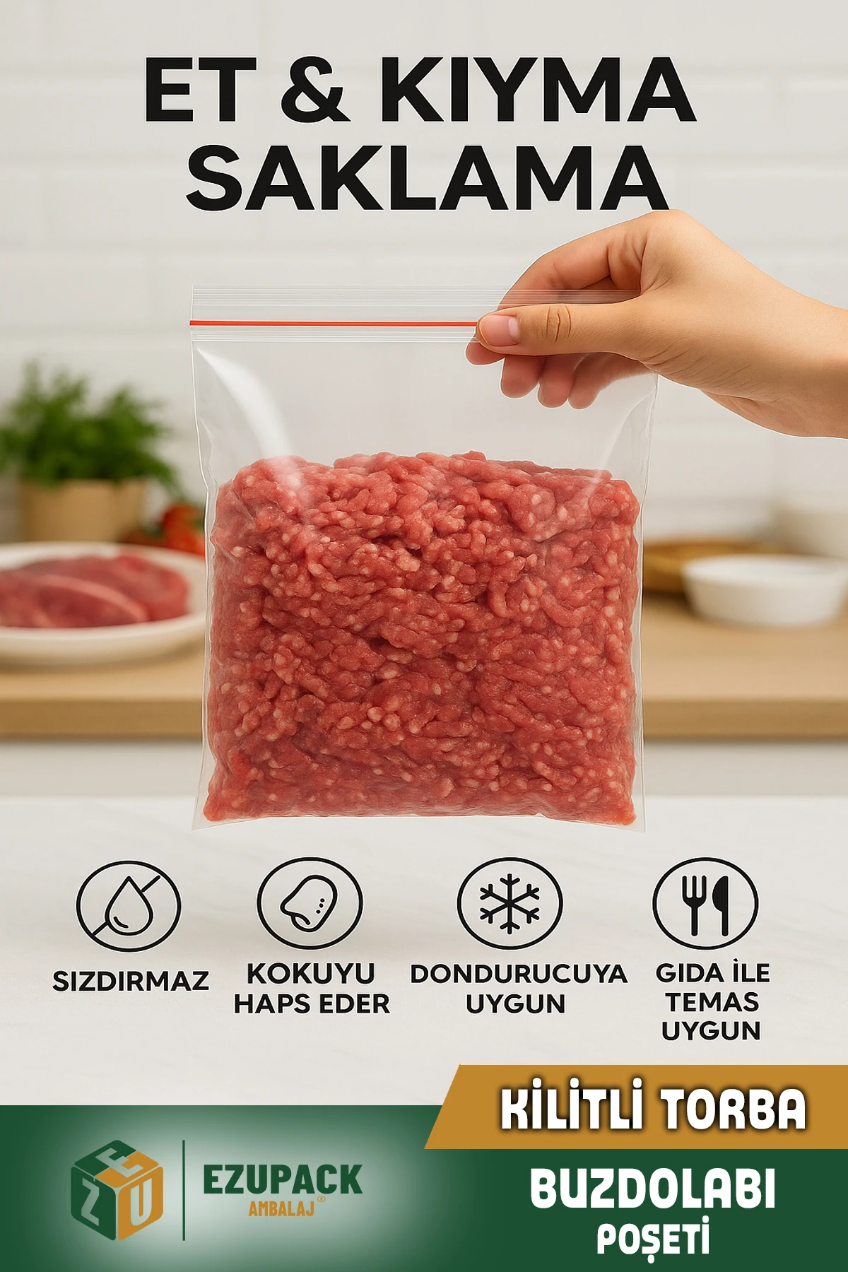 100'lü Buzdolabı Kilitli Torba Poşet Dondurucu İkramlık Çerez Davet Kına Hediyelik Poşeti 23x31cm