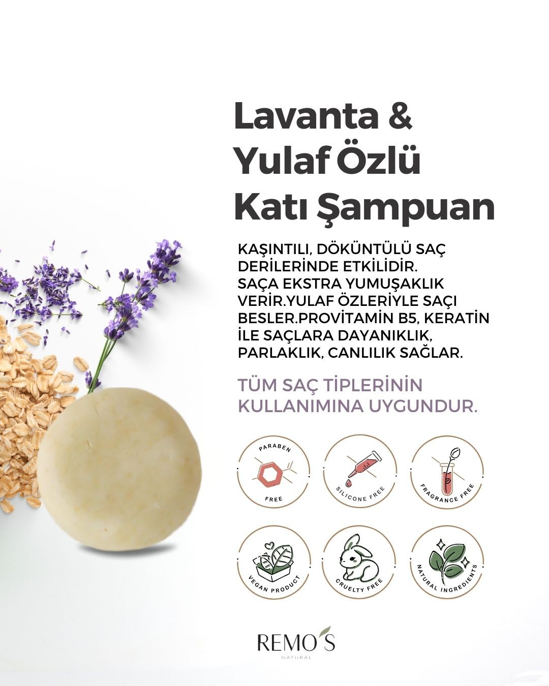 Lavanta & Yulaf Özlü Katı Şampuan  100 gr