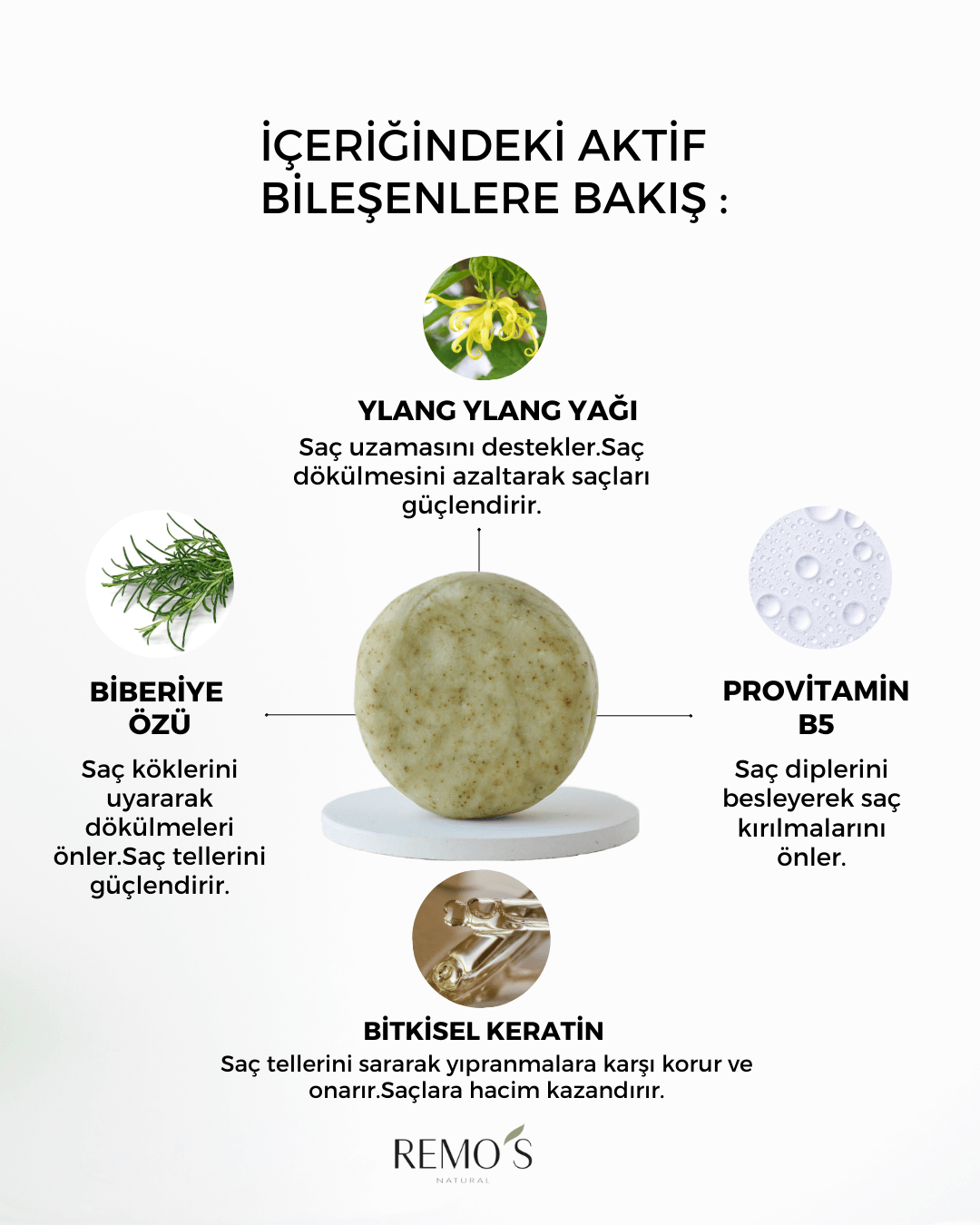 Katı Şampuan Dökülme Karşıtı - Ylang Ylang &  Biberiye Özlü 100 gr